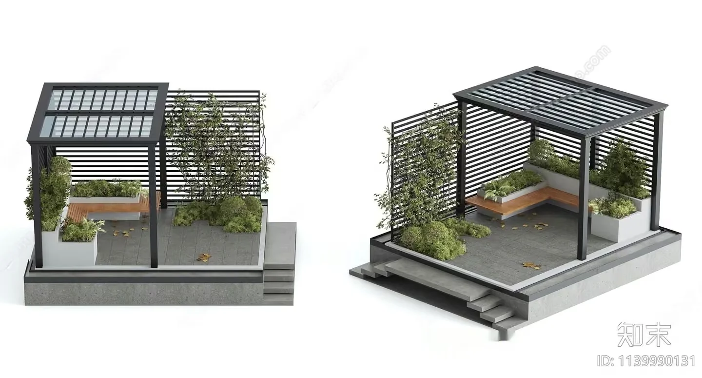 Modern Outdoor Pergola 3D Model – 13057 – VRAY Render