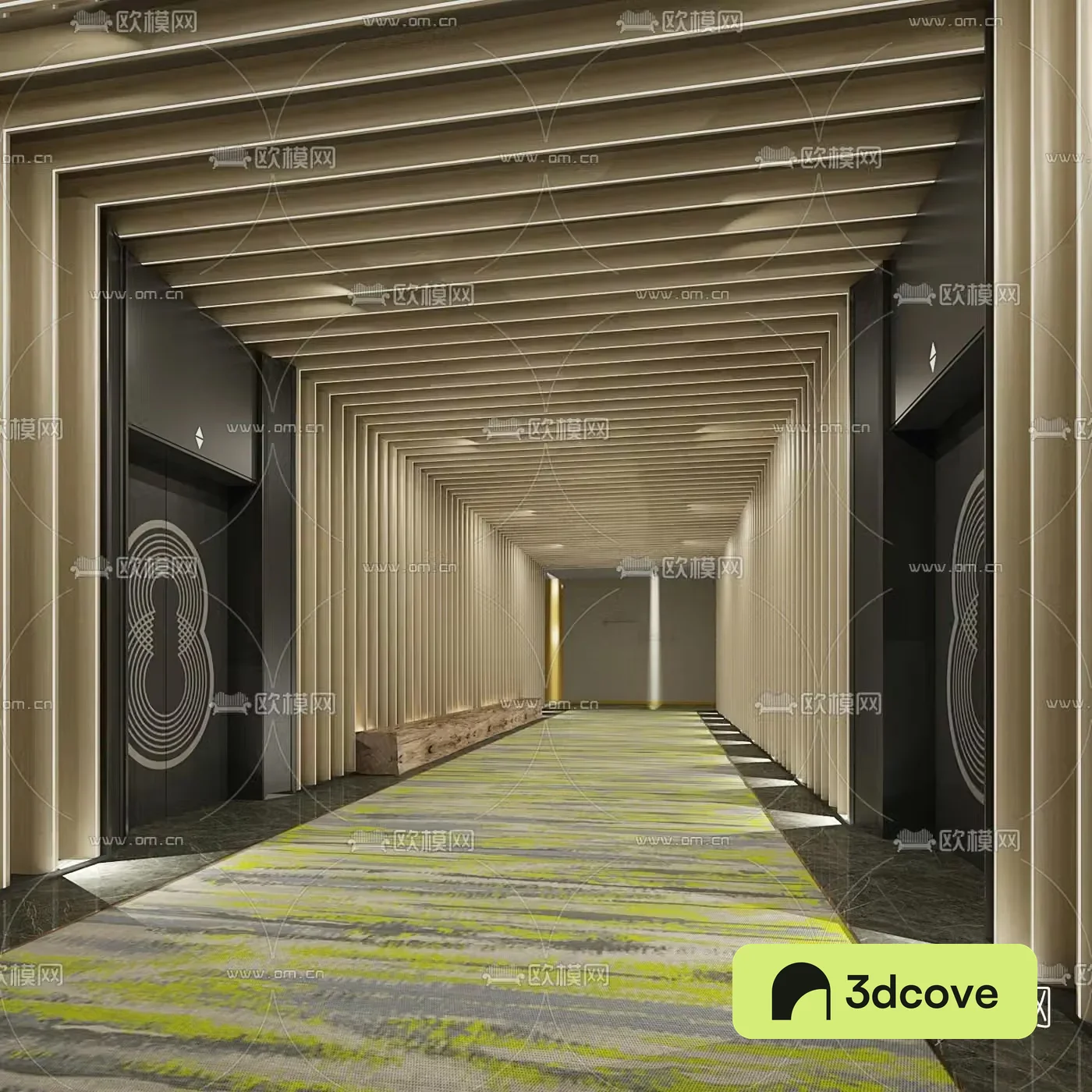 Modern hotel elevator hall