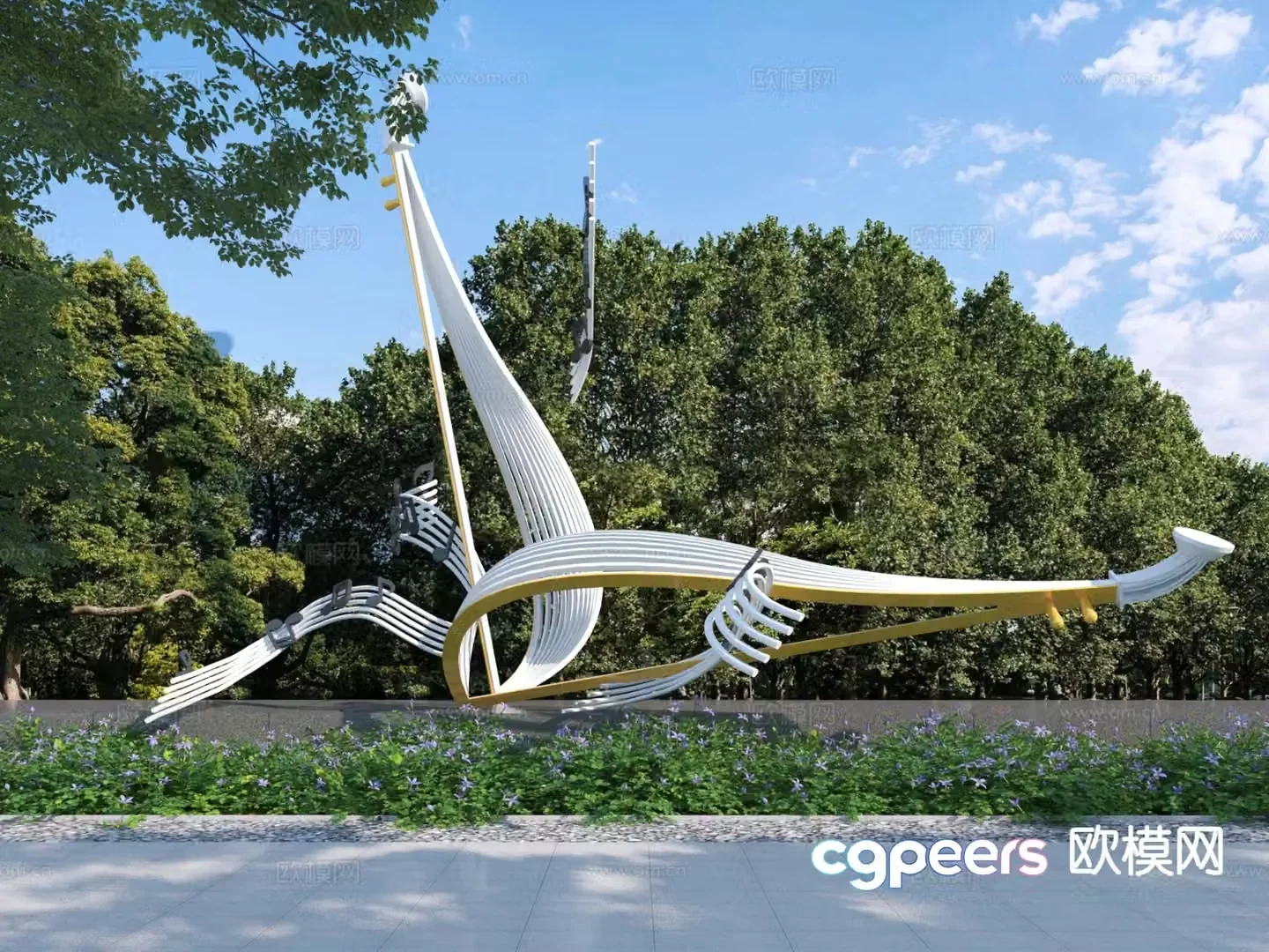 Modern music theme sculpture sketch 3d model