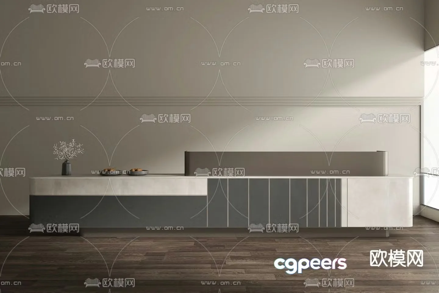 Front desk service desk reception desk 3d model