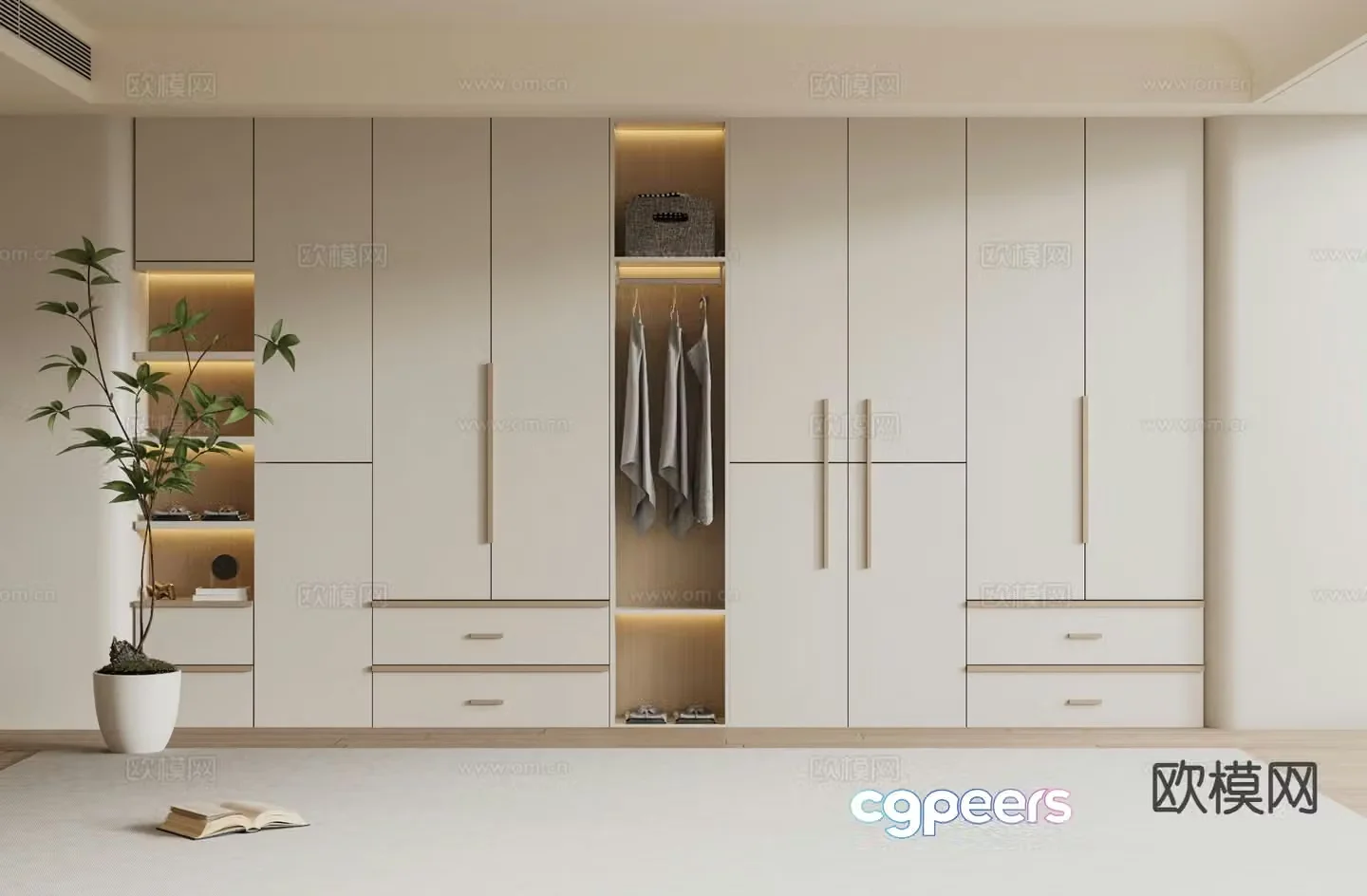 Cream style wardrobe 3d model
