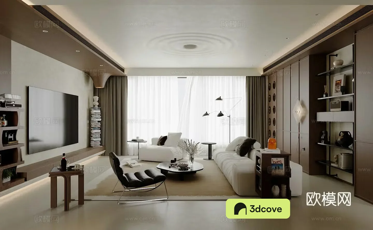 Middle-aged living room 3d model