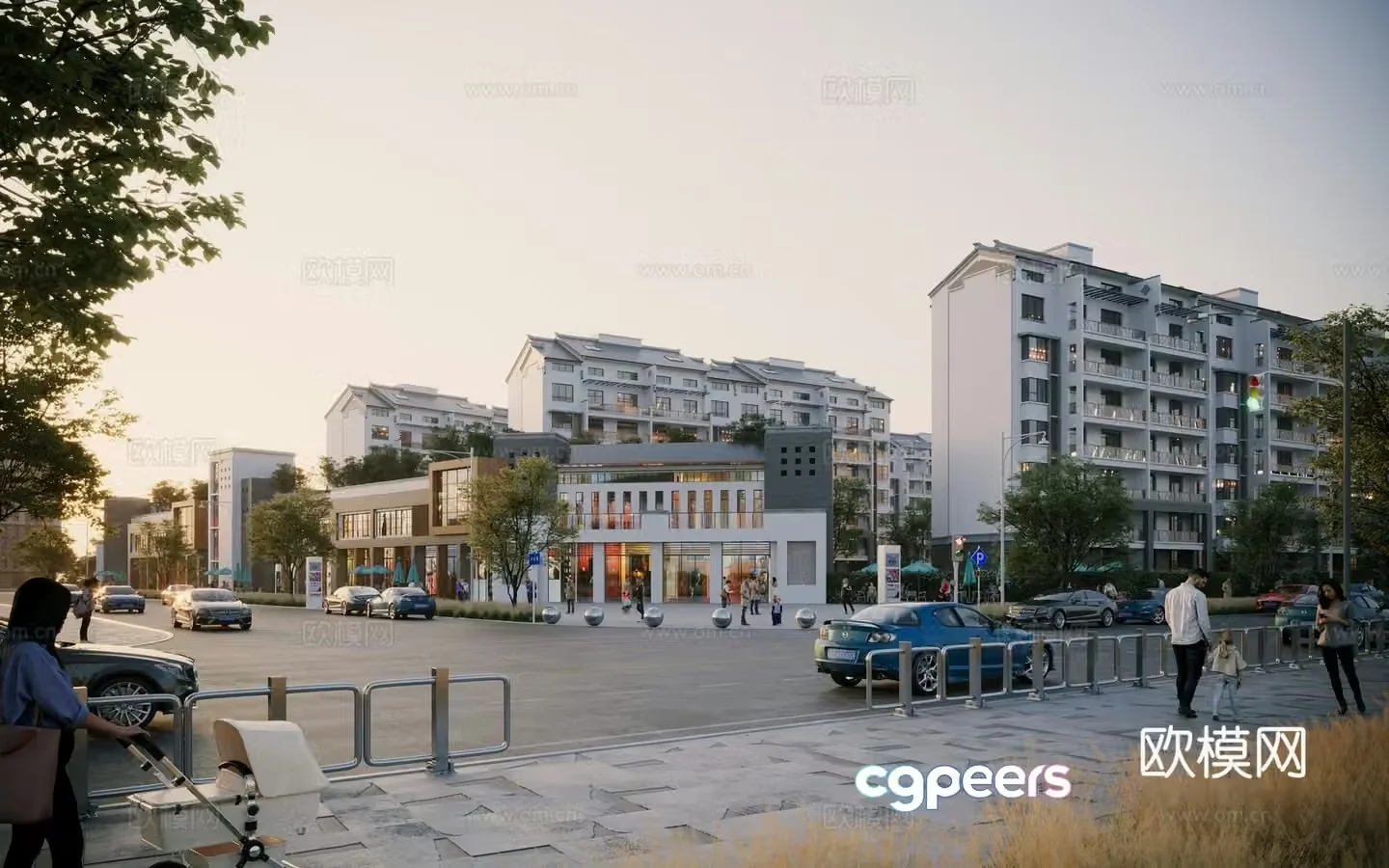 New Chinese style residential commercial street 3D model
