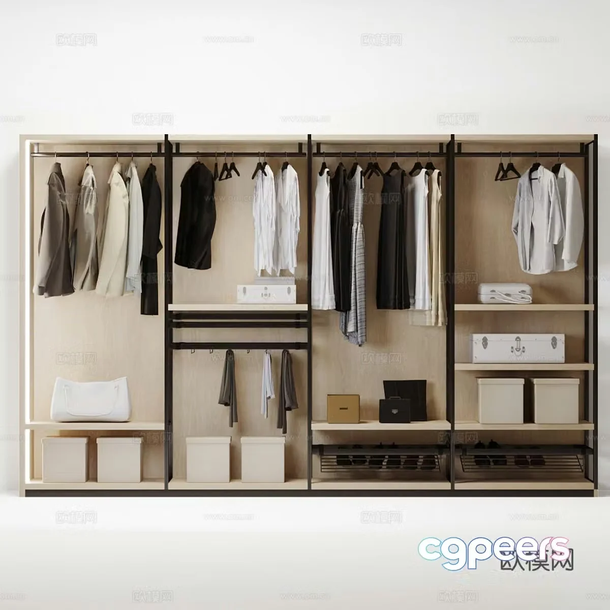 Modern minimalist open wardrobe 3d model