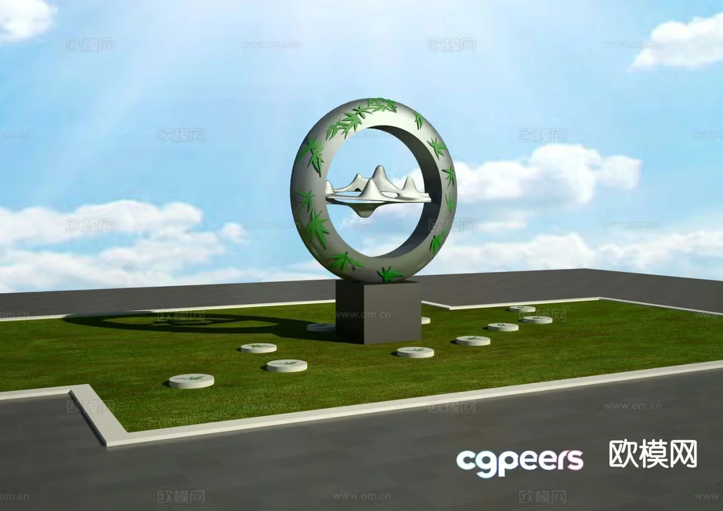 Landscape bamboo sculpture 3d model
