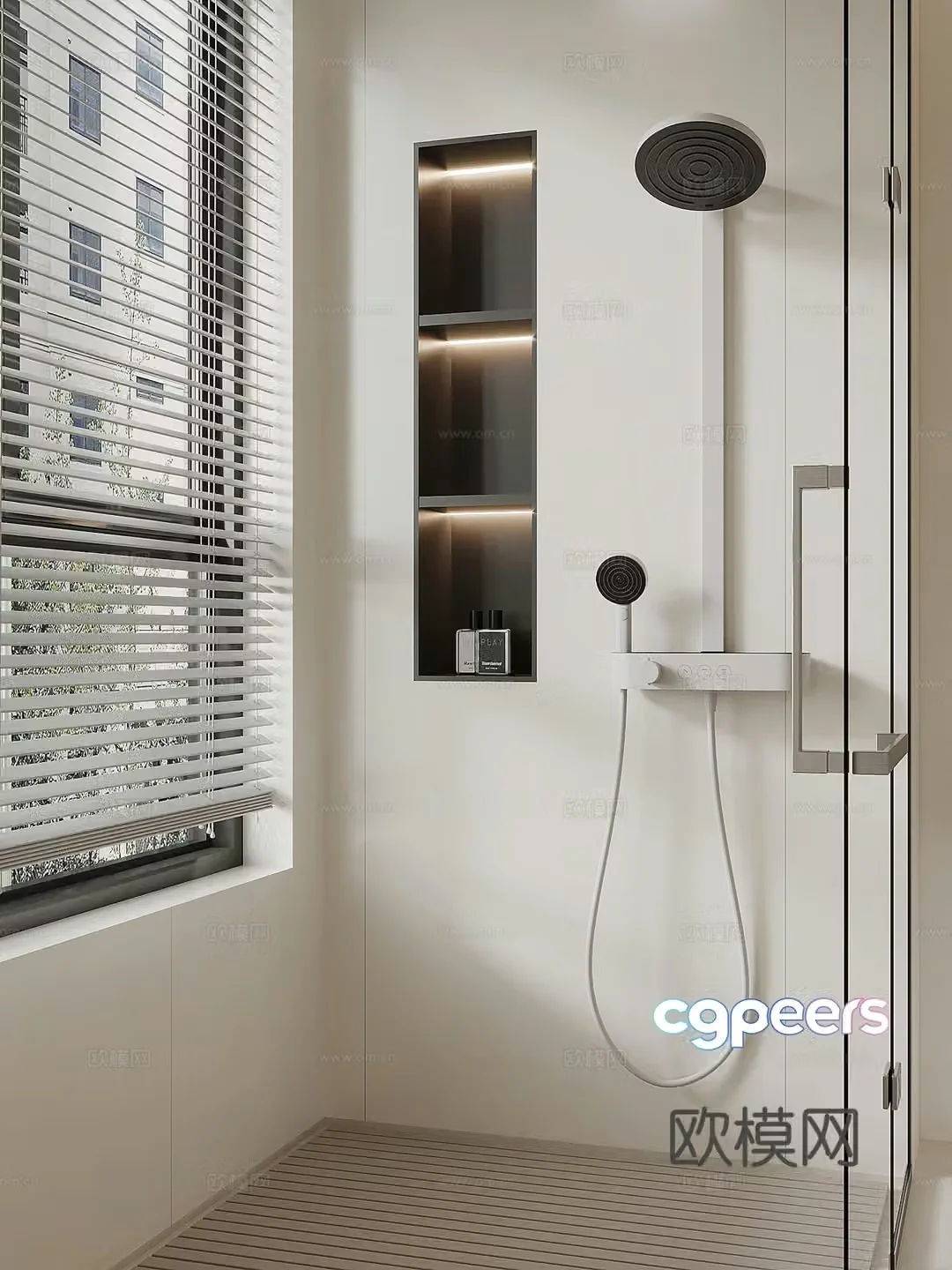 Modern bathroom shower alcove shower 3d model