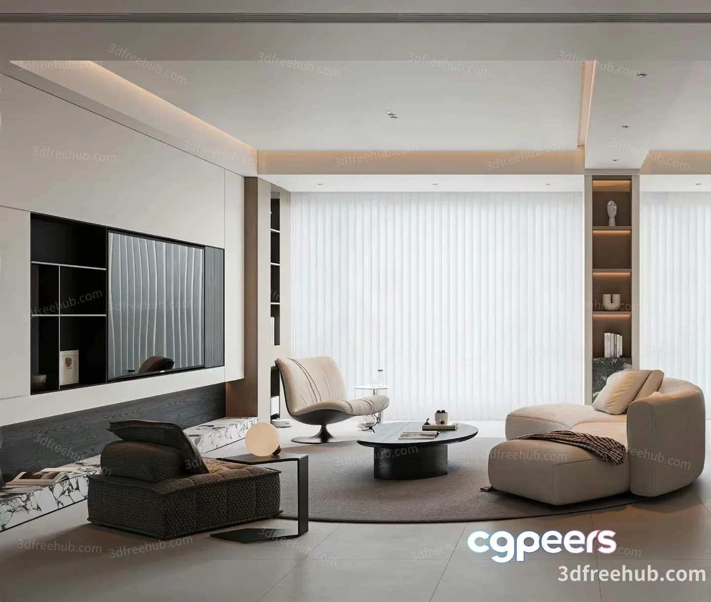 A Modern Living Room 3D Model – 6475 – VRAY Render