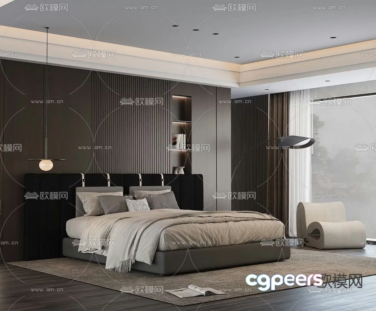 Modern double bed 3d model