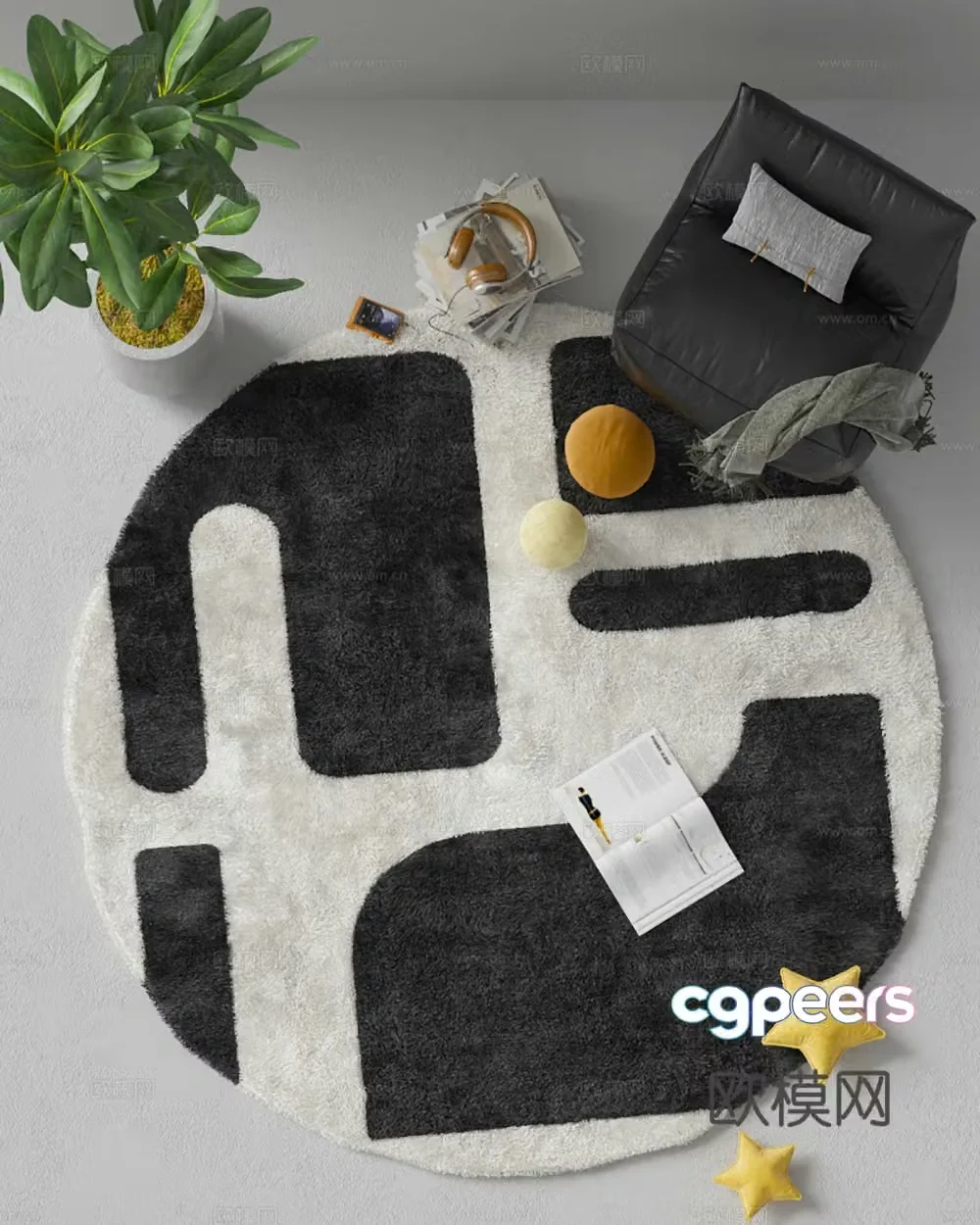 Modern round carpet 3d model