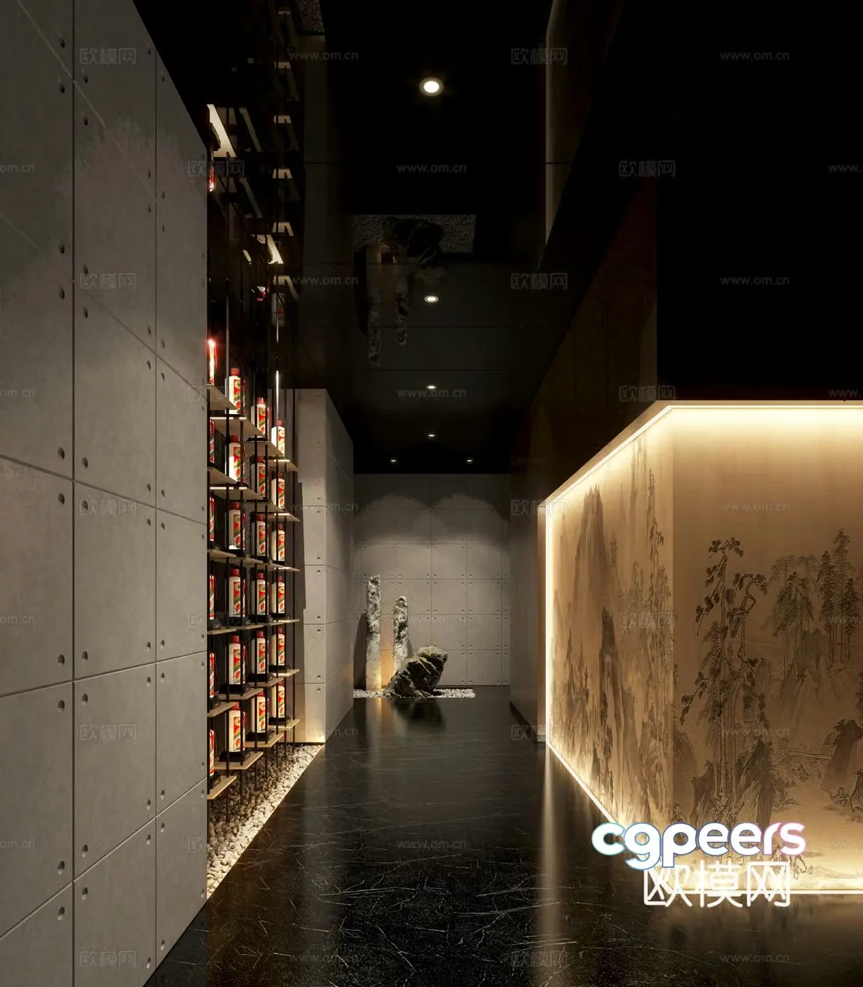 New Chinese style club aisle hotel aisle 3d model