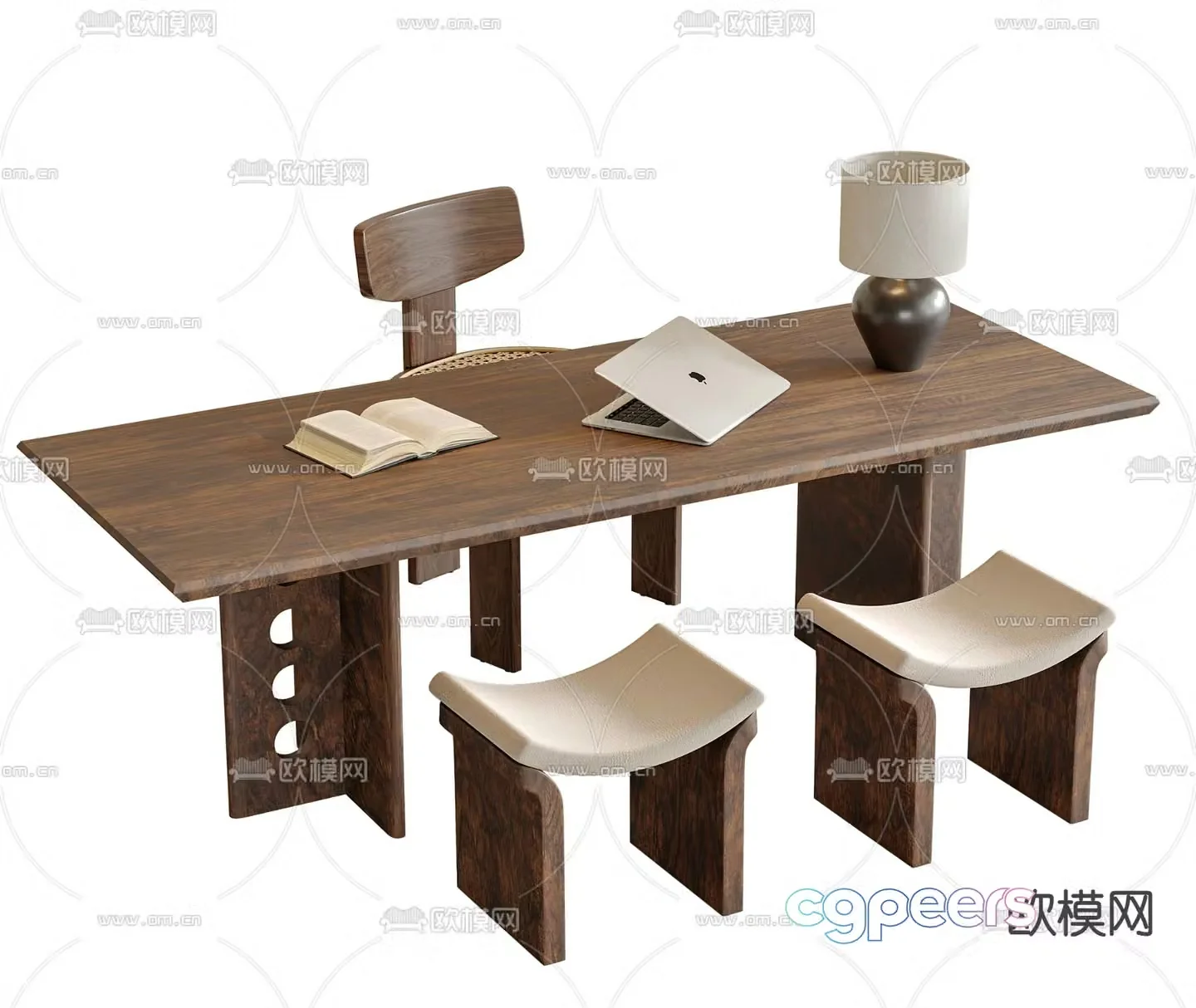 Medieval style desk and chair 3d model