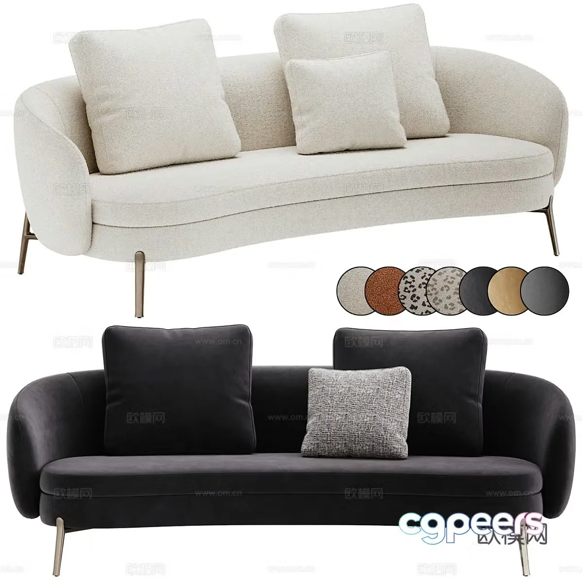 Modern Cream Style Poliform Orbis Casual Sofa 3D Model