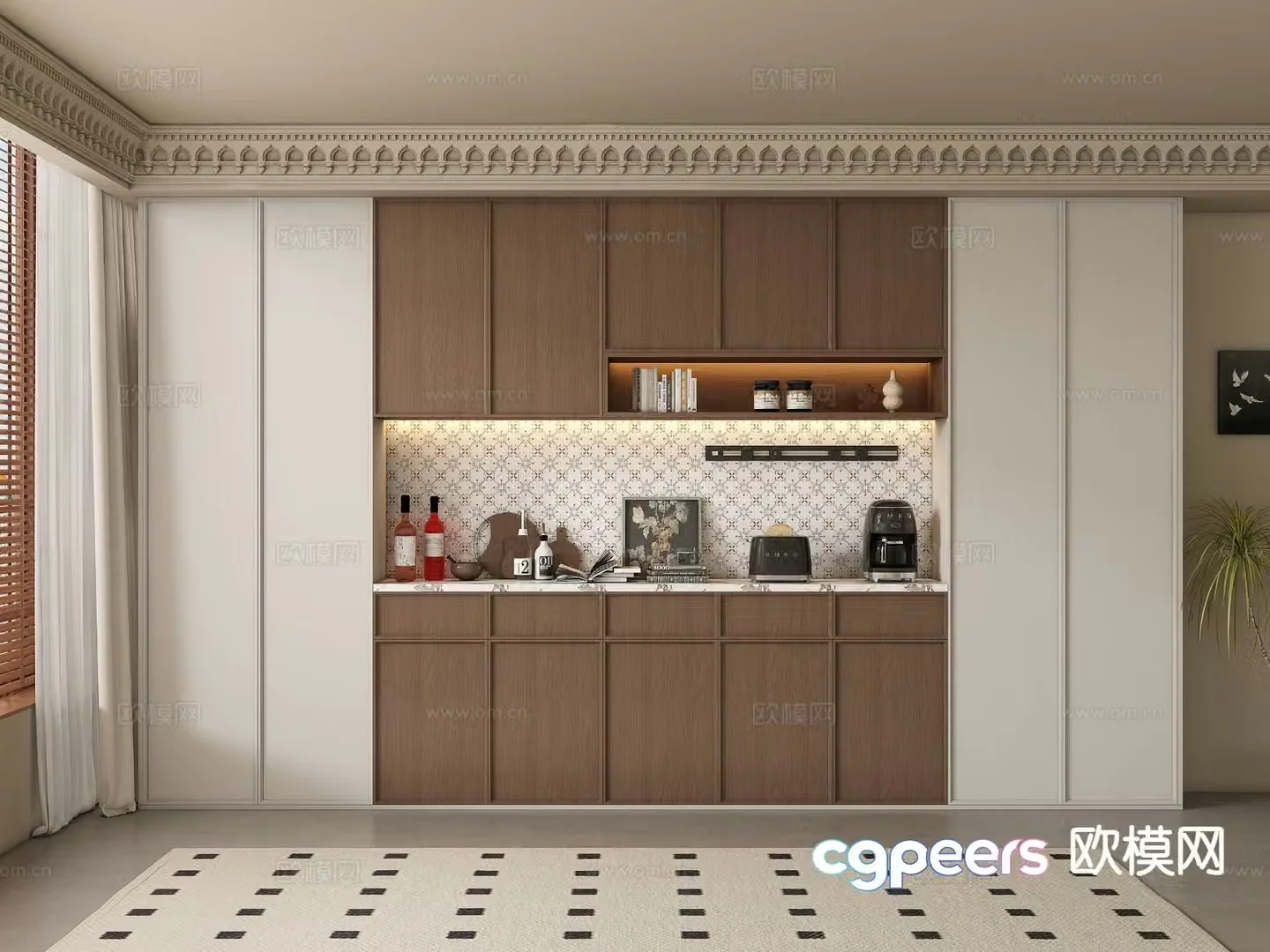 Medieval style wine cabinet and sideboard 3D model