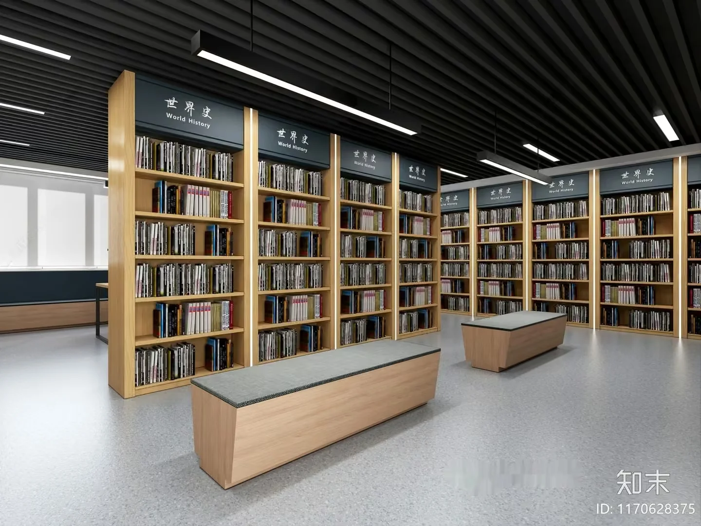 Modern Library Space 3D Model – 11604 – VRAY Render