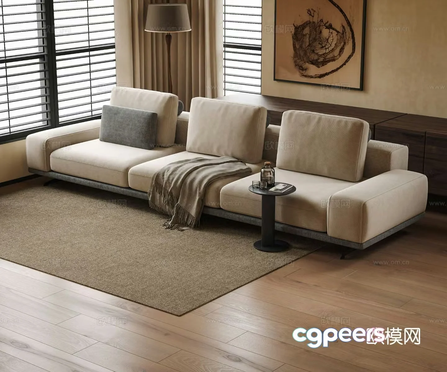 Three seater sofa armrest sofa 3d model