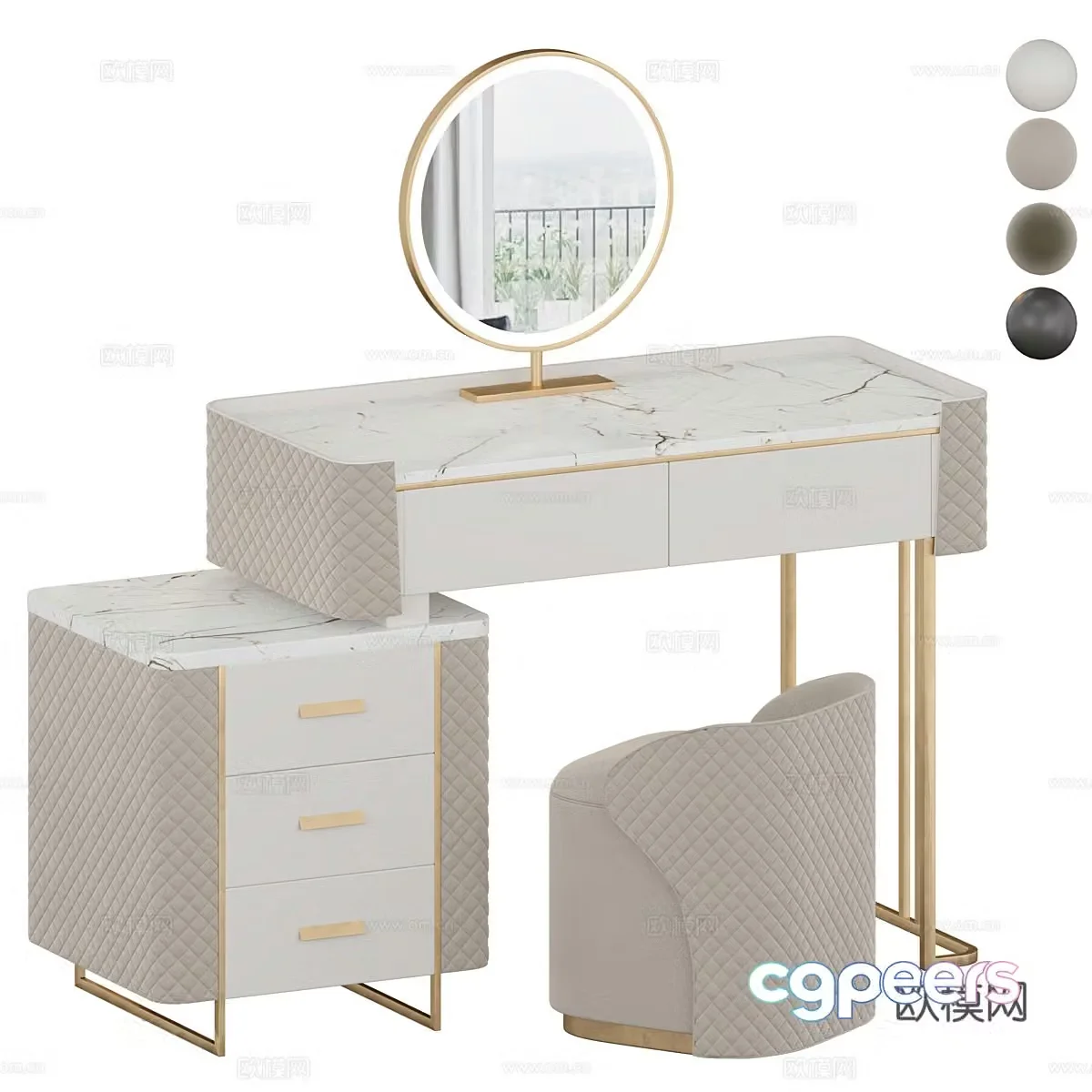 Modern light luxury dressing table 3D model