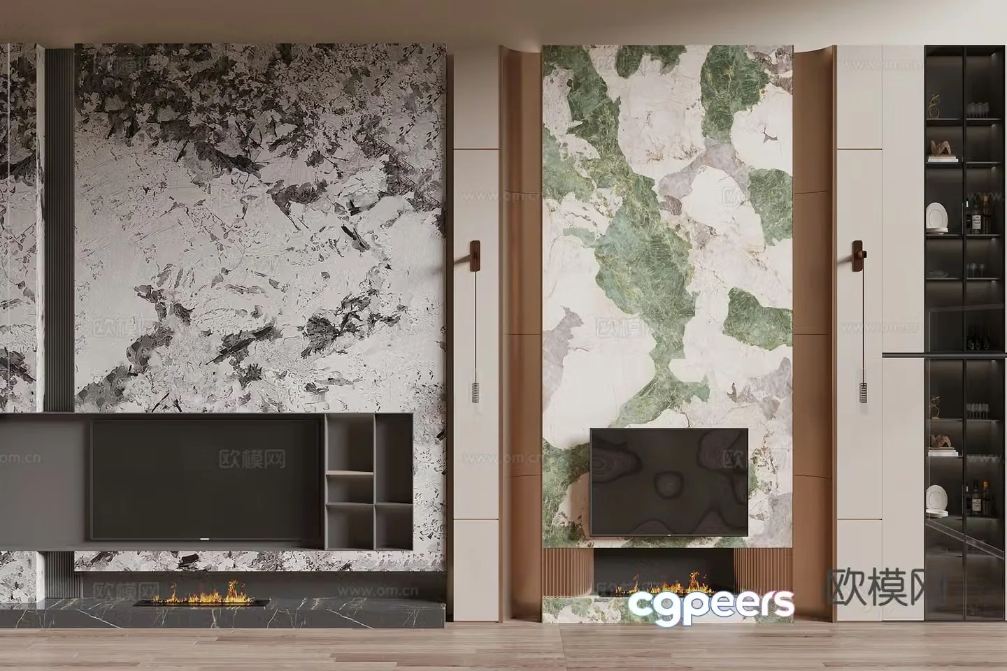 Modern TV background wall 3d model