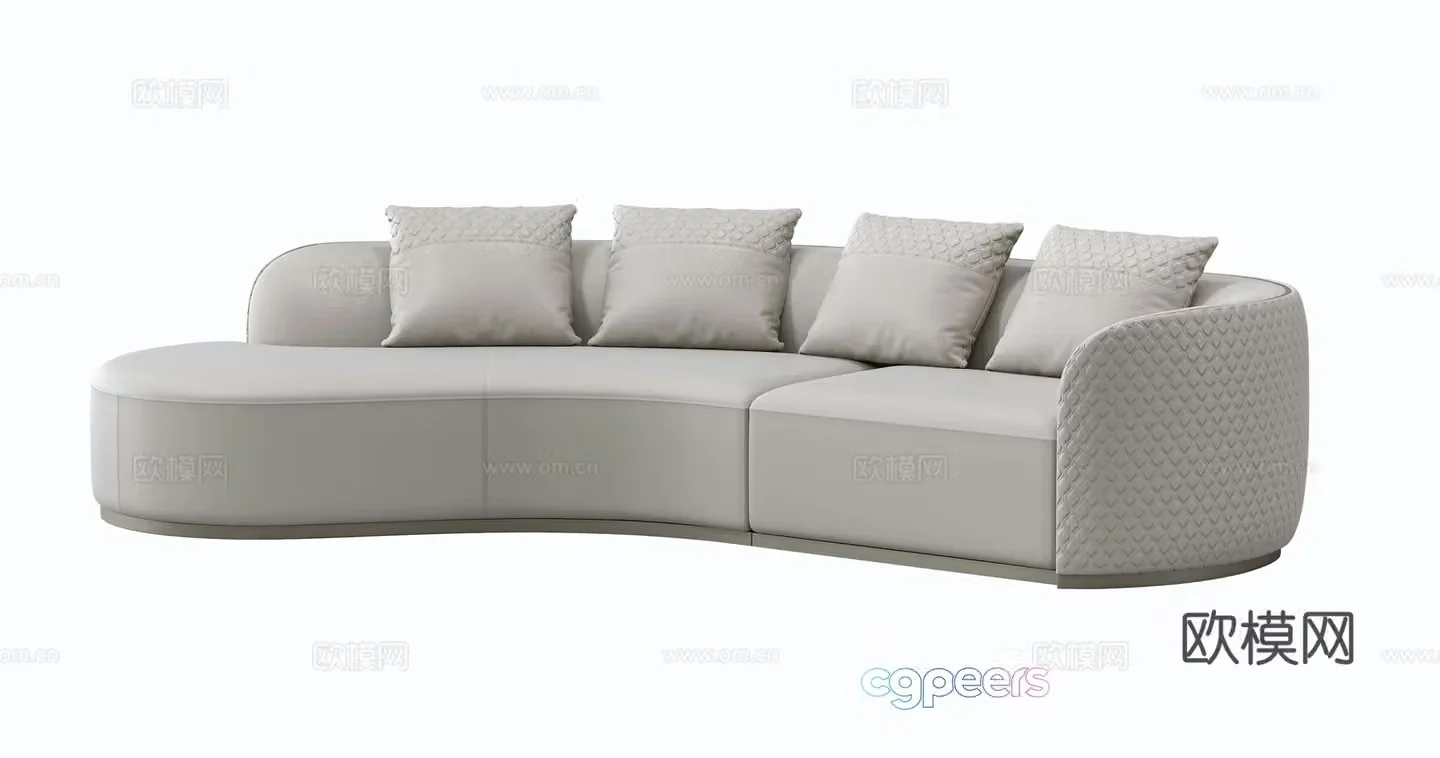 Modern multi-person sofa curved sofa 3d model