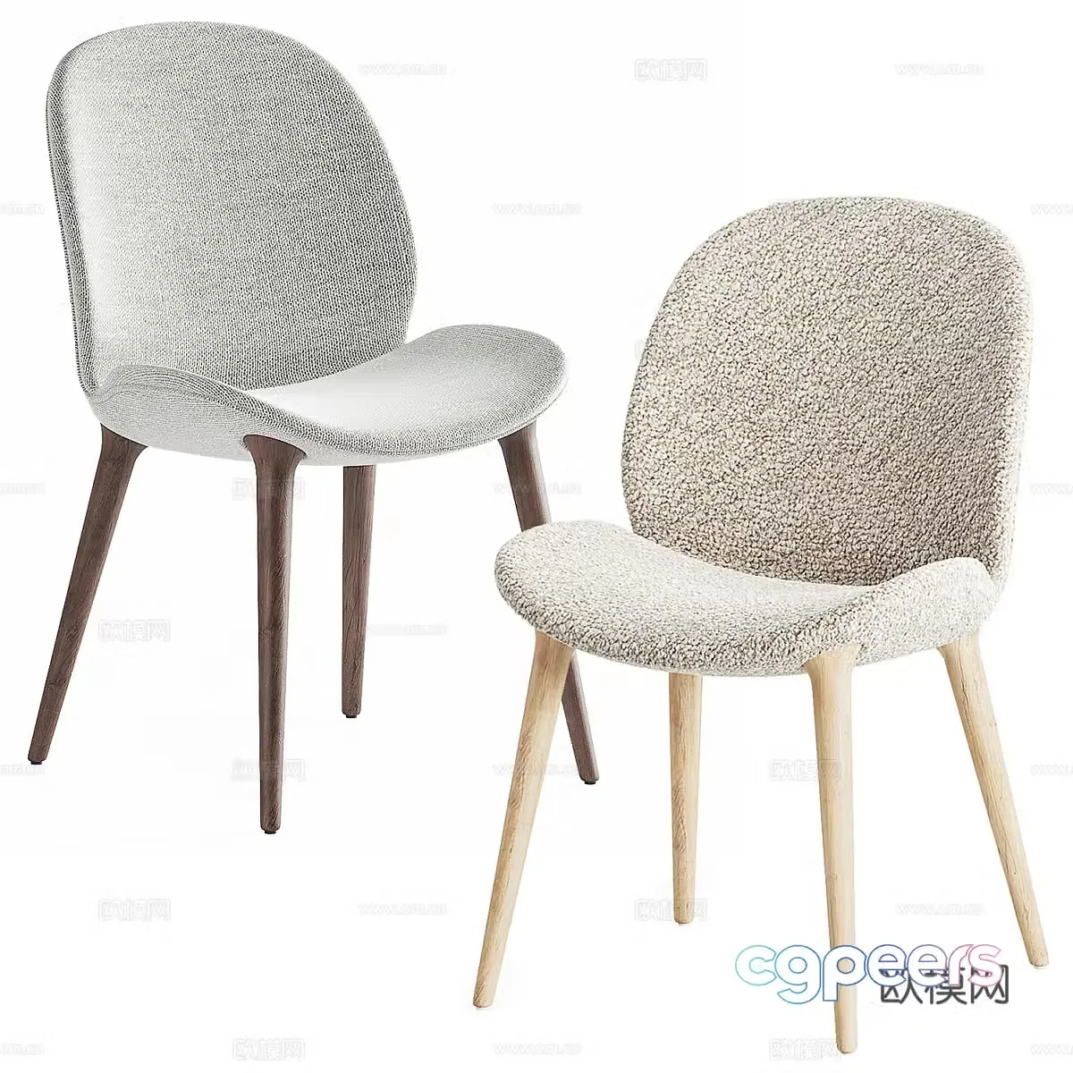 Creamy style single chair milky white dining chair fabric dining chair fabric single chair fabric leisure chair fabric 3d model