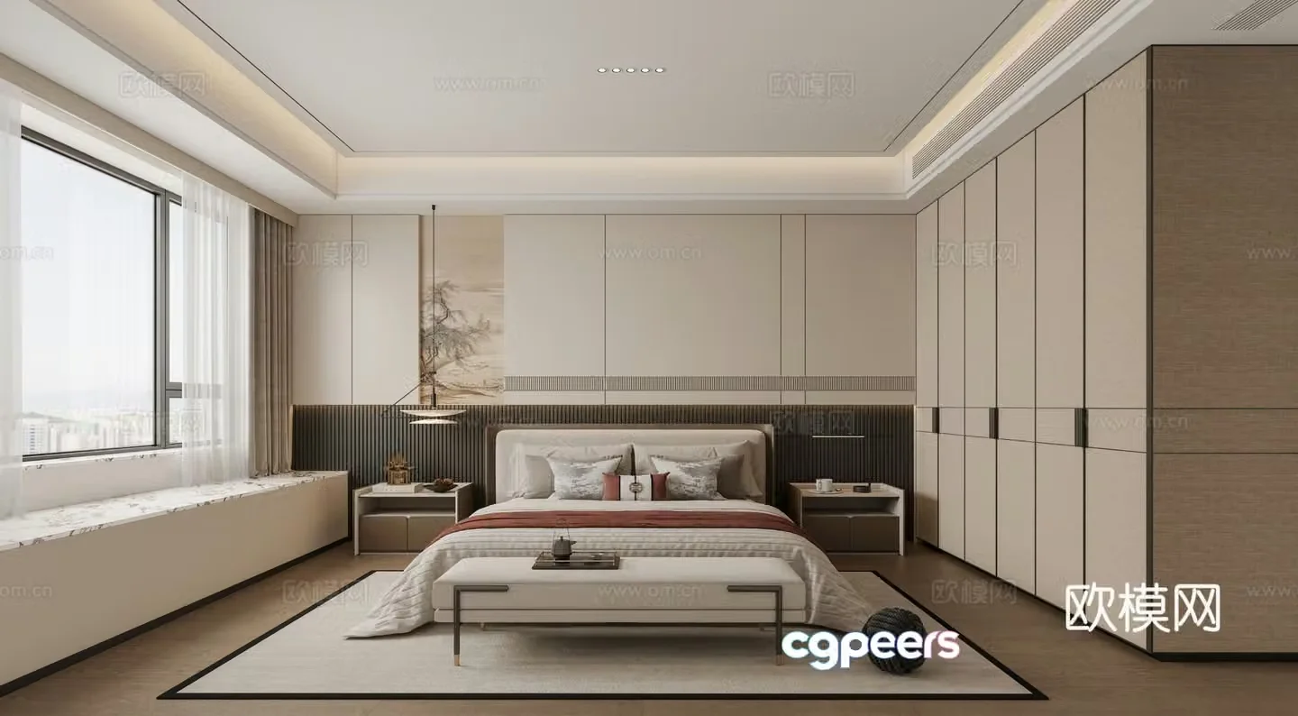 New Chinese bedroom 3D model