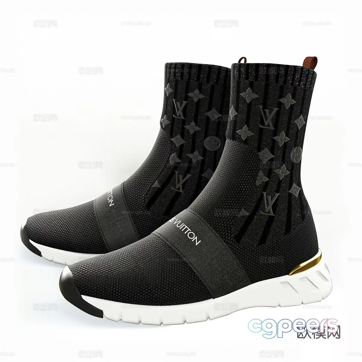 LV shoes elastic socks sneakers running shoes high top shoes 3d model