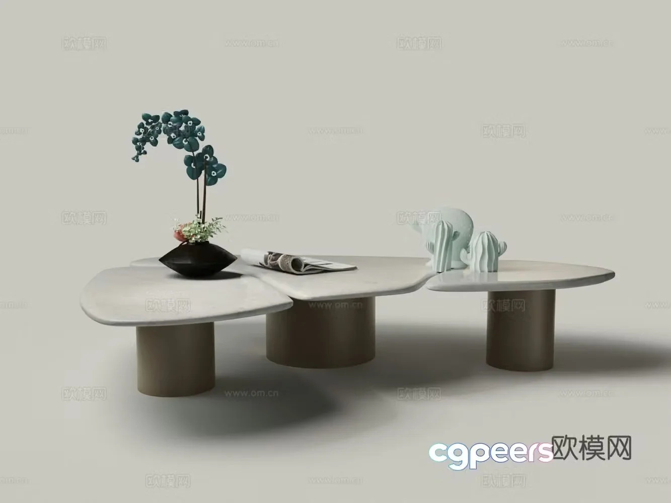 Modern living room marble three-stage special-shaped coffee table 3D model