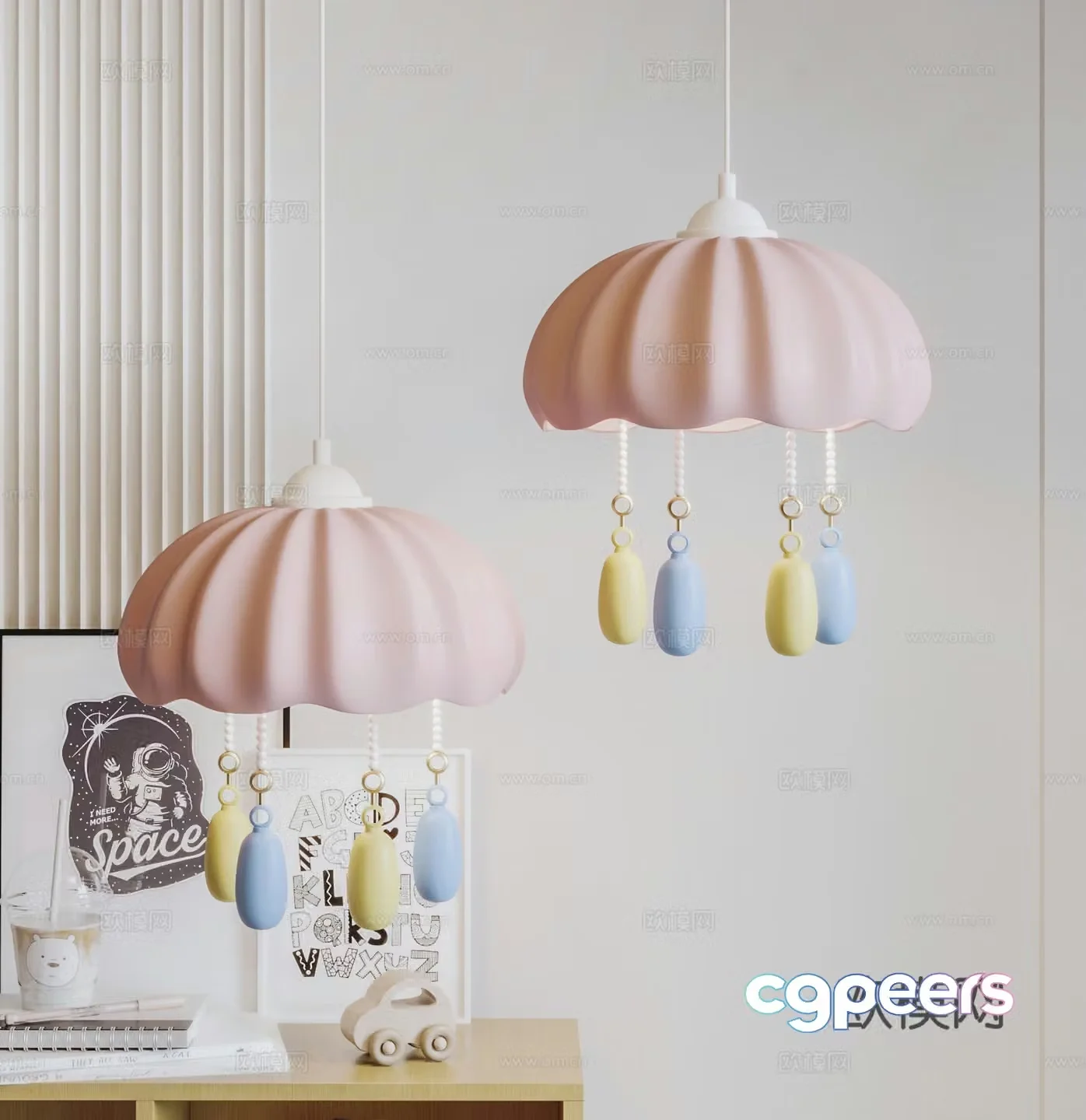 Cream style chandelier children’s chandelier 3d model