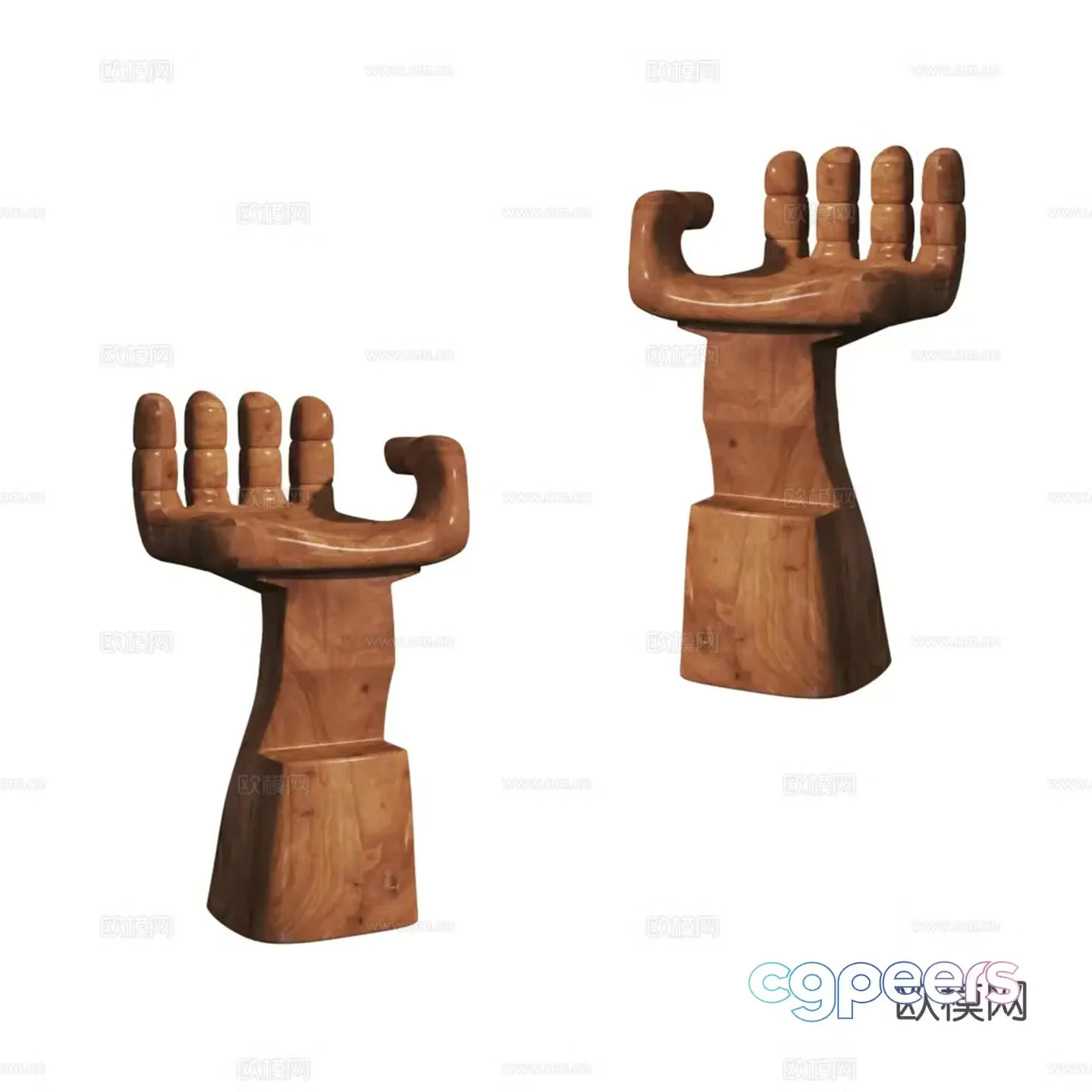 Middle-aged style palm side table corner table low stool 3D model