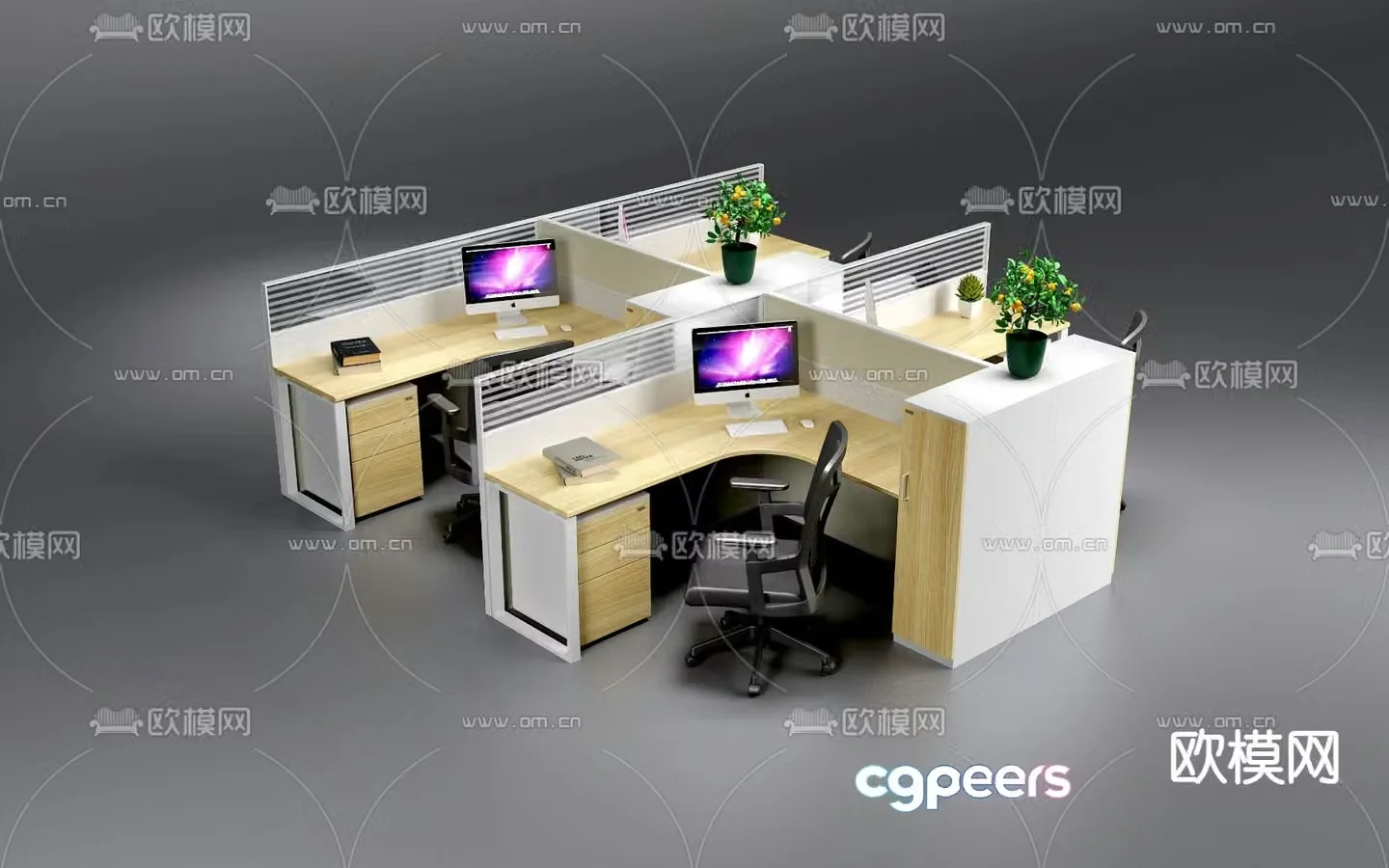 Card space desk work station post 3d model
