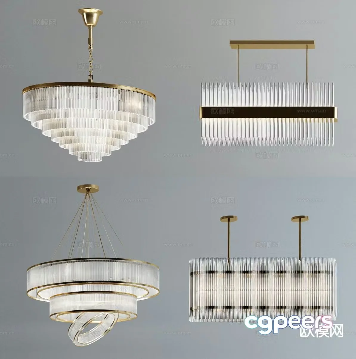 Light luxury chandelier hall lamp 3d model