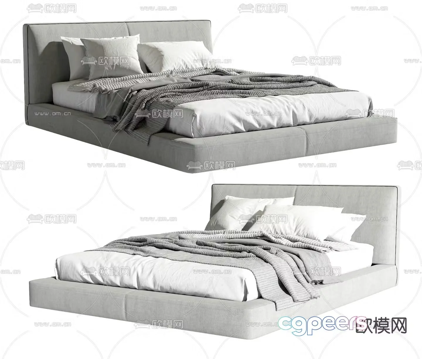 Modern double bed 3d model