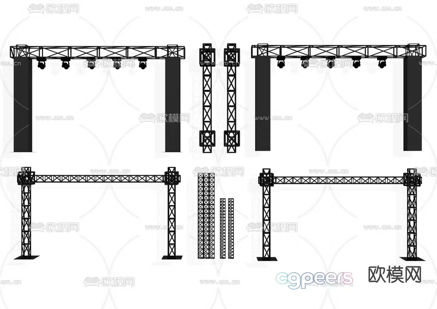 Light frame Steel frame Truss Grid frame Spotlight TRUSS frame 3d model
