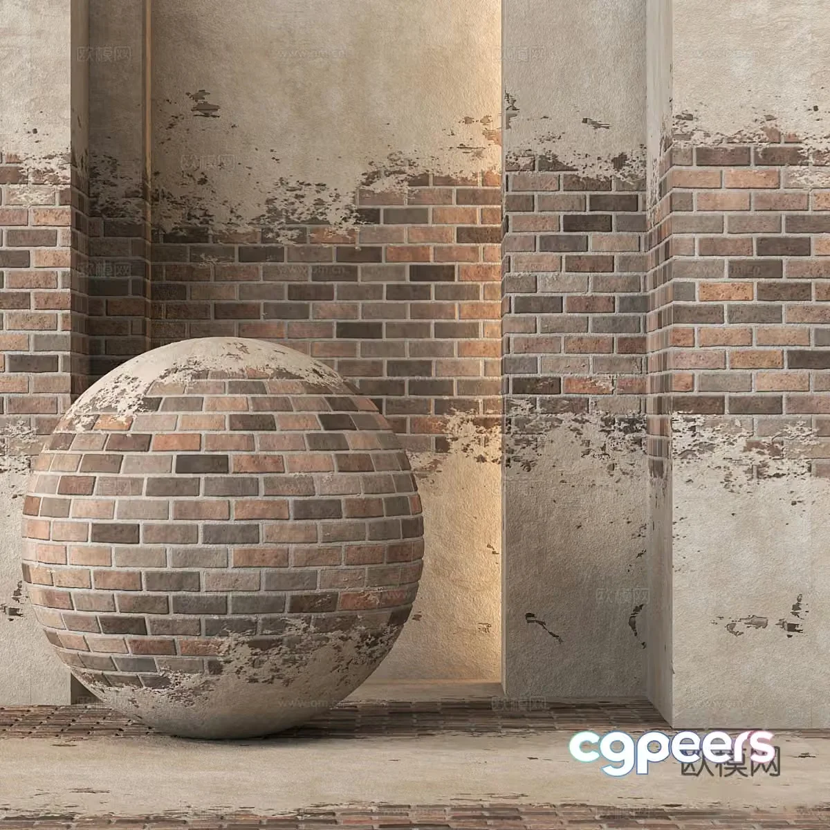 Old brick wall retro brick antique brick exterior brick wall 3d model