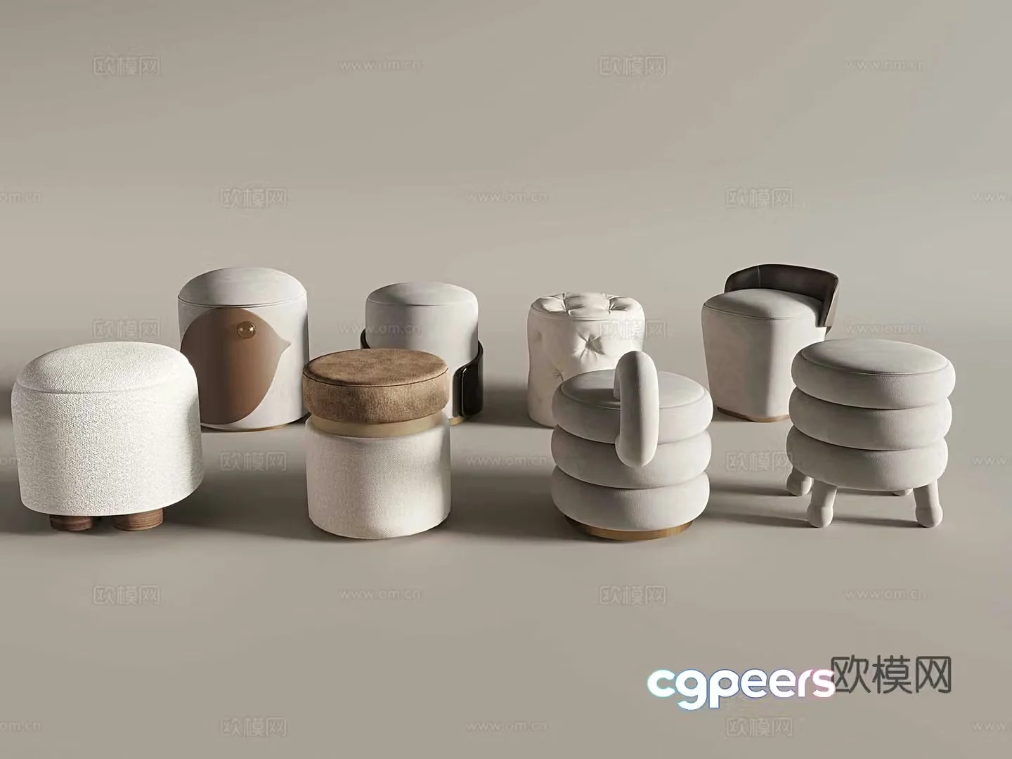 Modern sofa stool shoe changing stool round stool 3D model