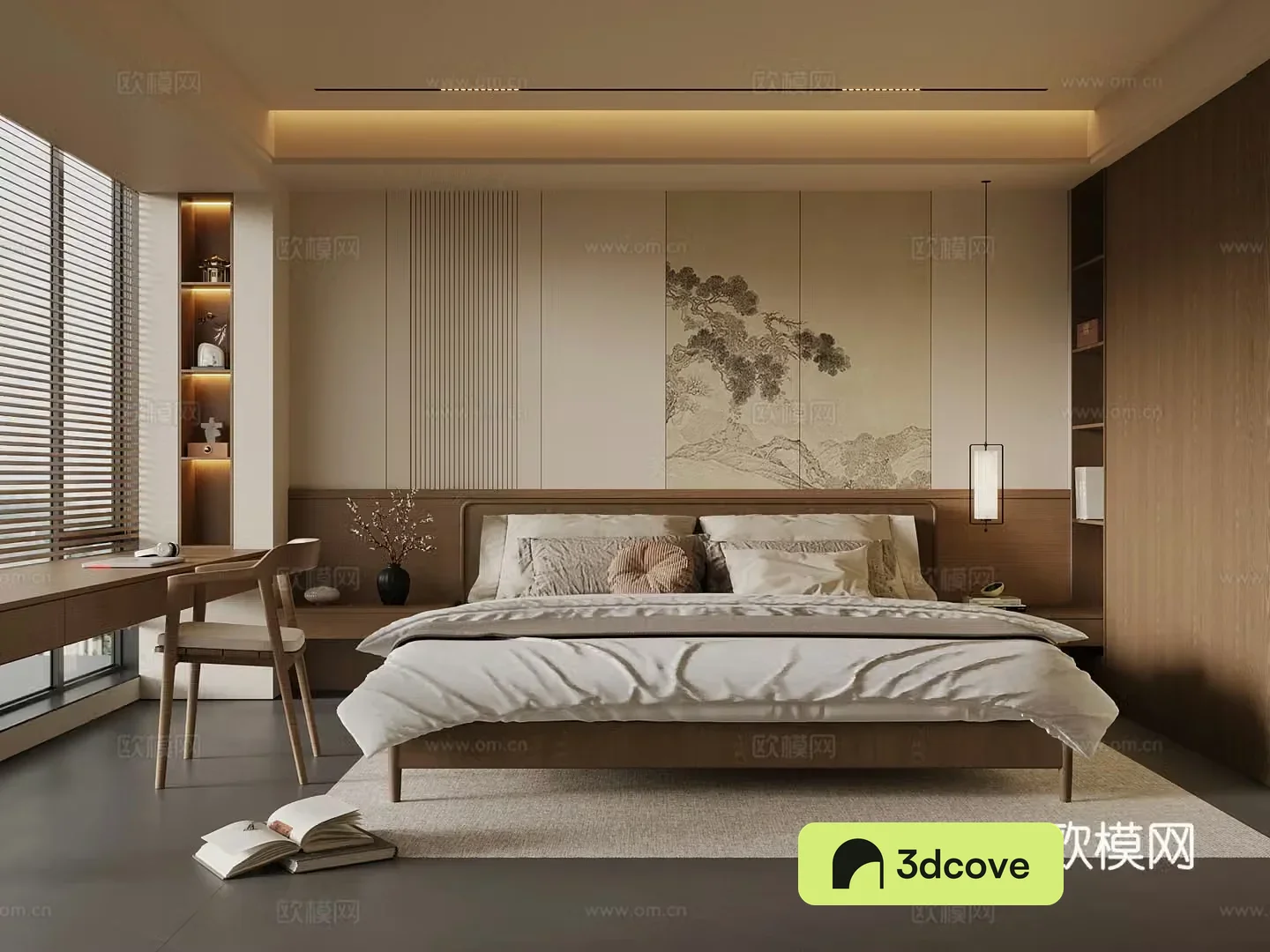 New Chinese style bedroom Song’s bedroom Double bed Wardrobe
