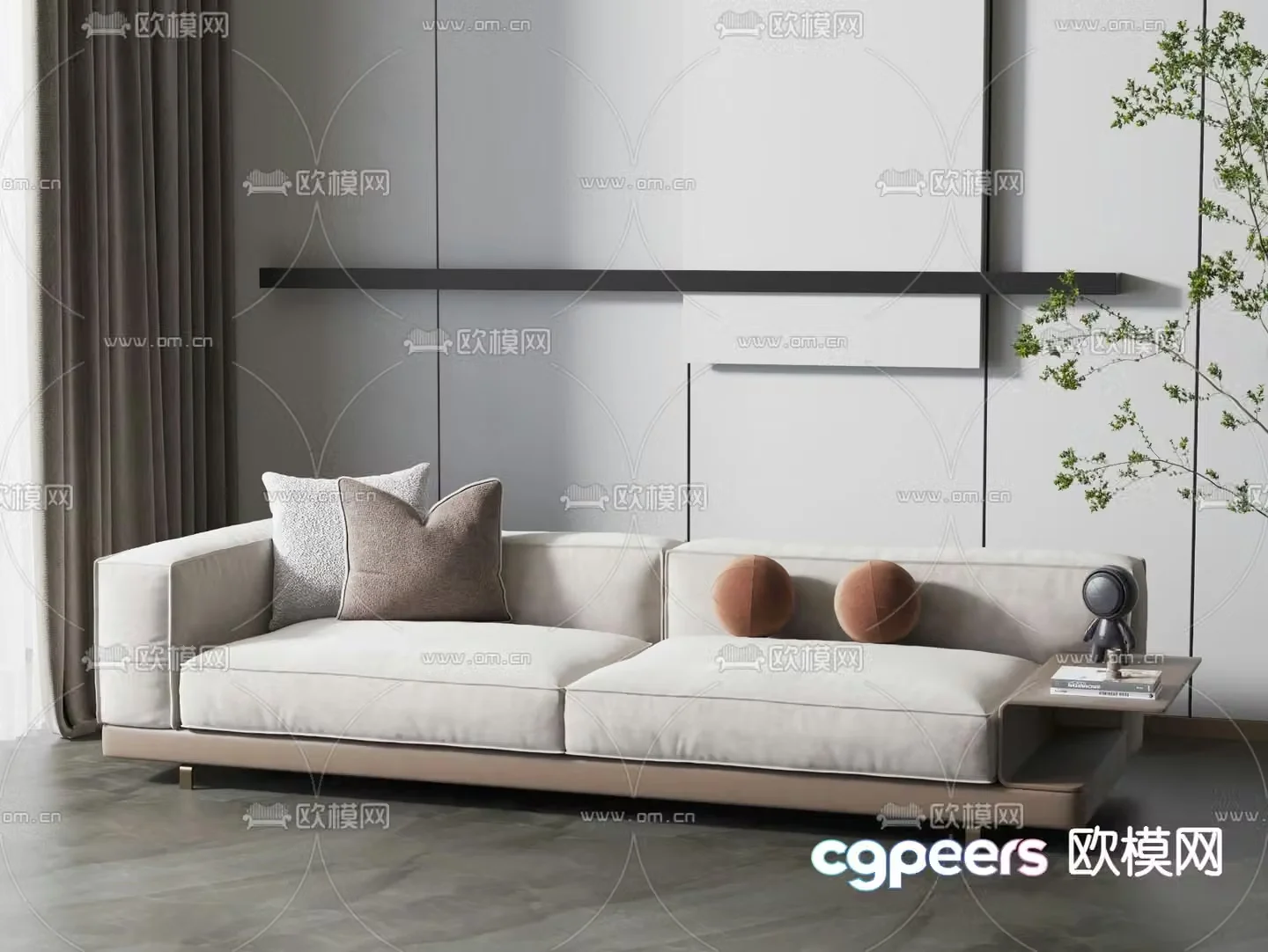 Double sofa upholstered sofa 3d model