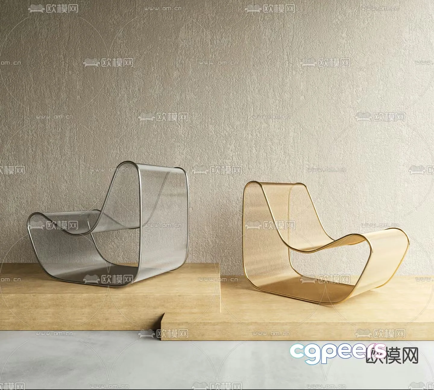 Poliform modern curved mesh lounge chair 3d model
