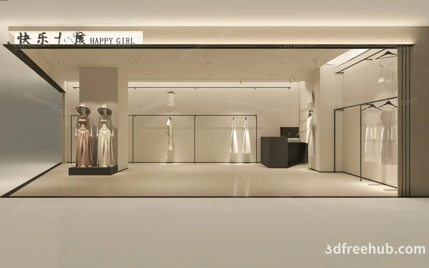 A Clothing Store With A Minimalist Design 3D Model – 22892 – VRAY Render