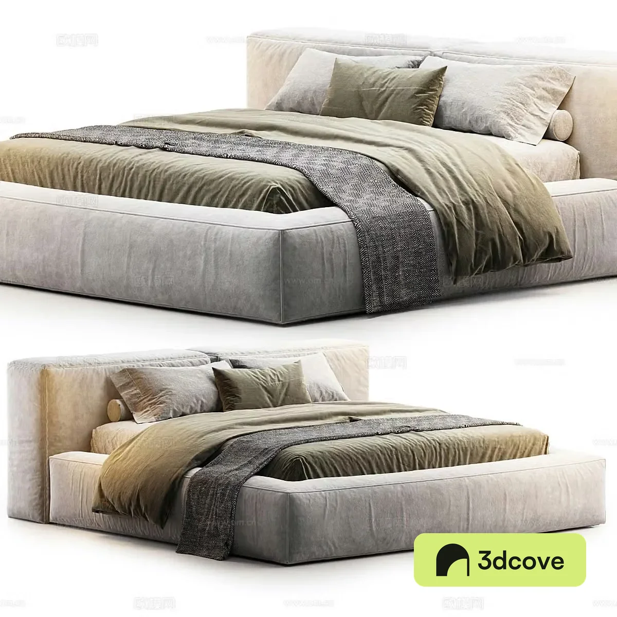 Modern Italian Boca Navi Fabric Double Bed