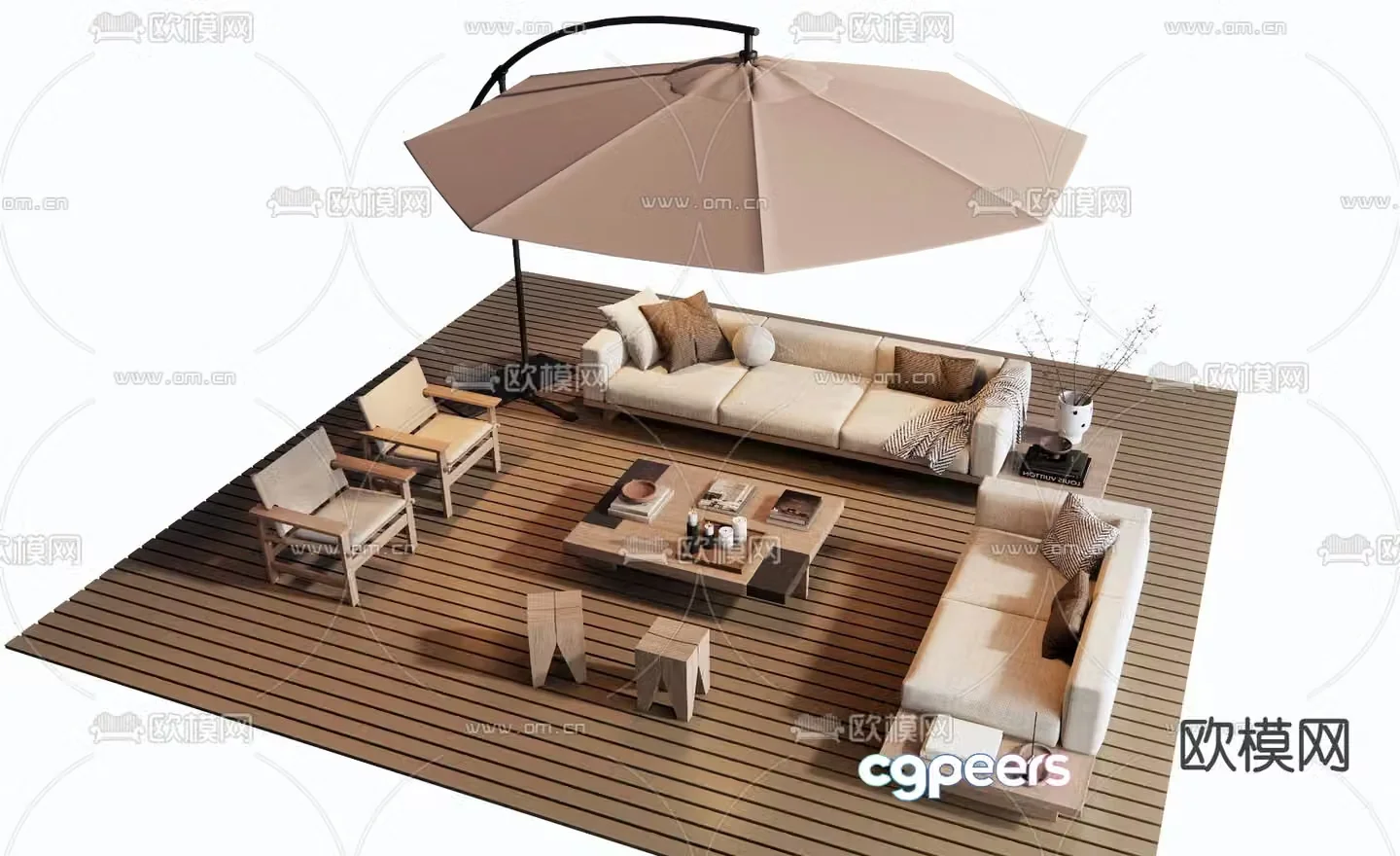 Wabi-sabi outdoor sofa modular sofa 3d model