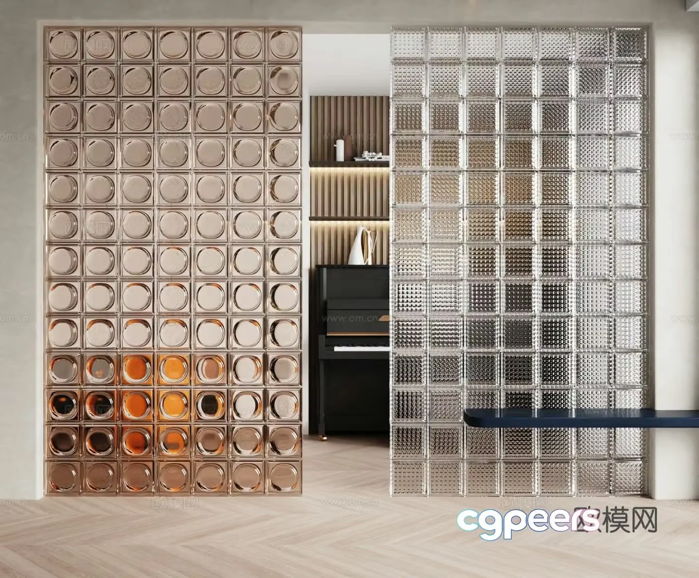 Modern glass brick partition 3d model