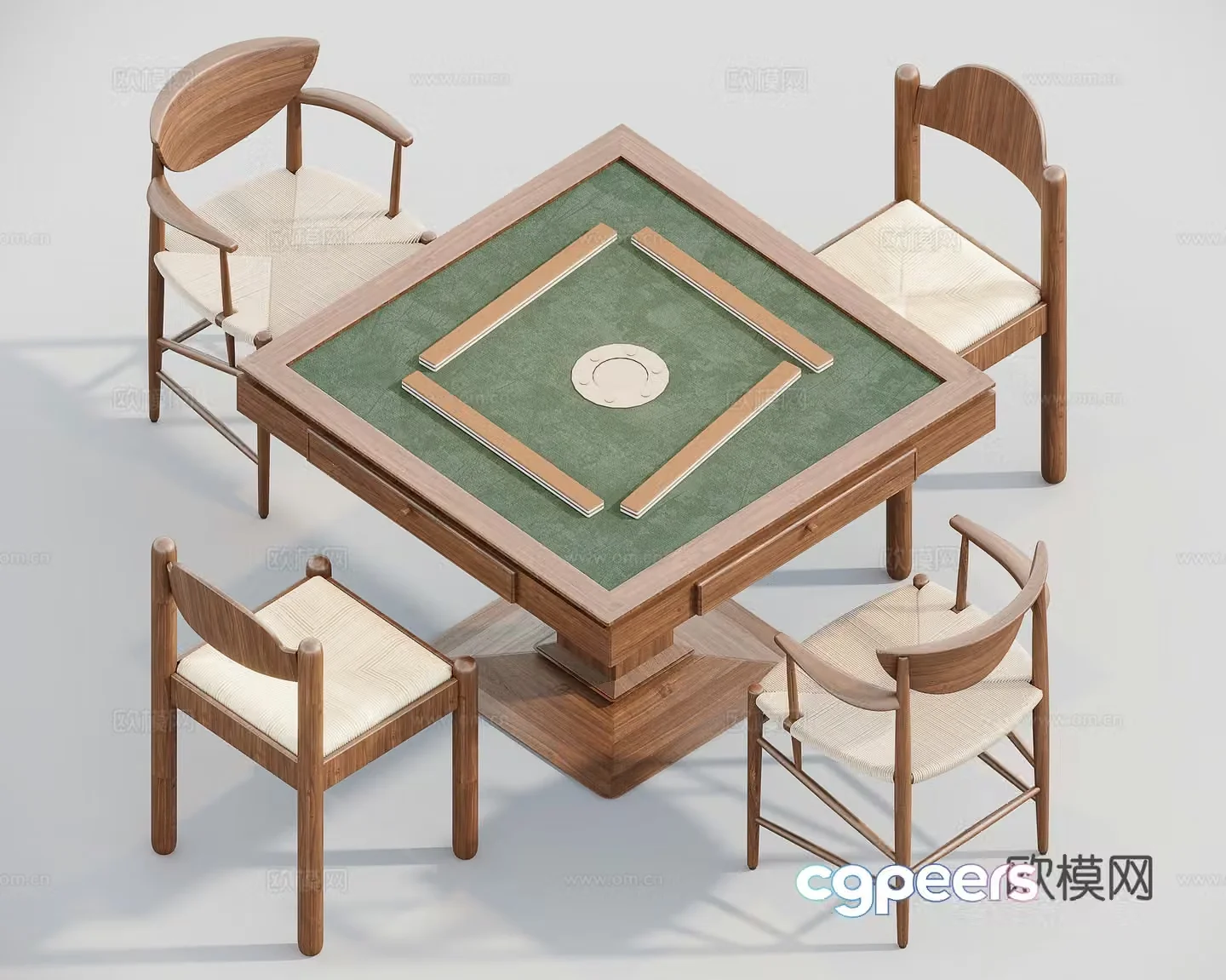 Medium style mahjong table 3d model
