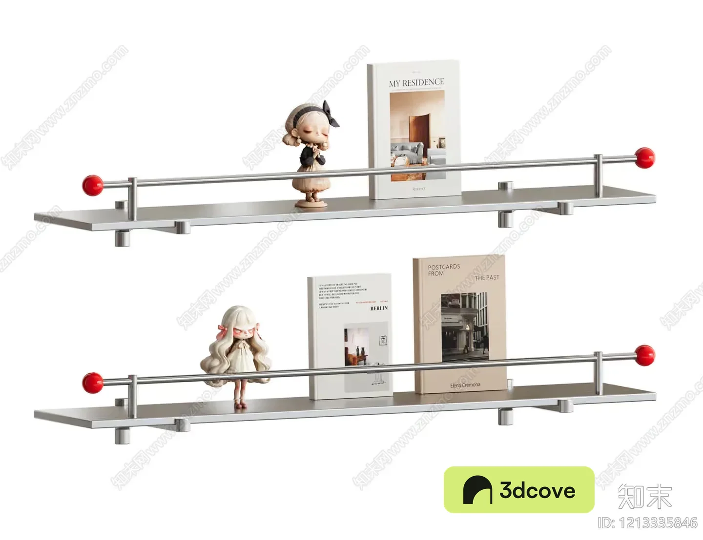 A Shelf With Figurines And Books