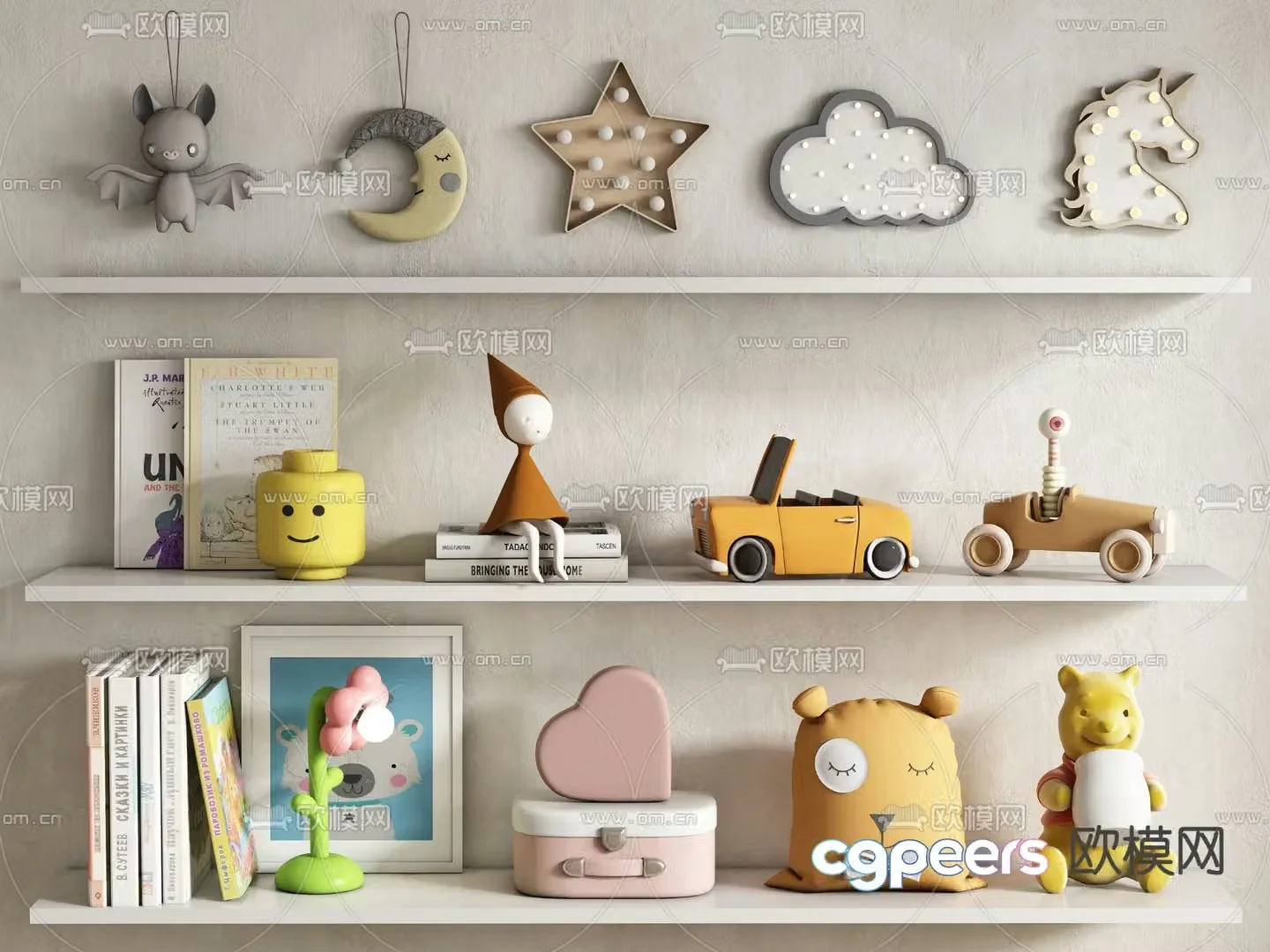 Children’s decorations cartoon ornaments toys books desk lamps sculpture 3D models