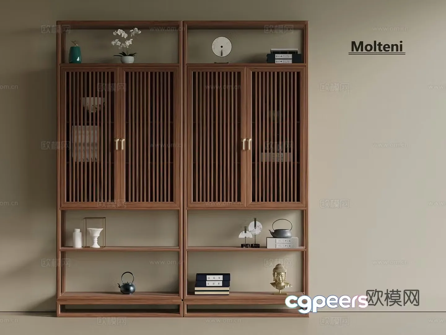 New Chinese style medieval tea cabinet ancient shelf 3D model