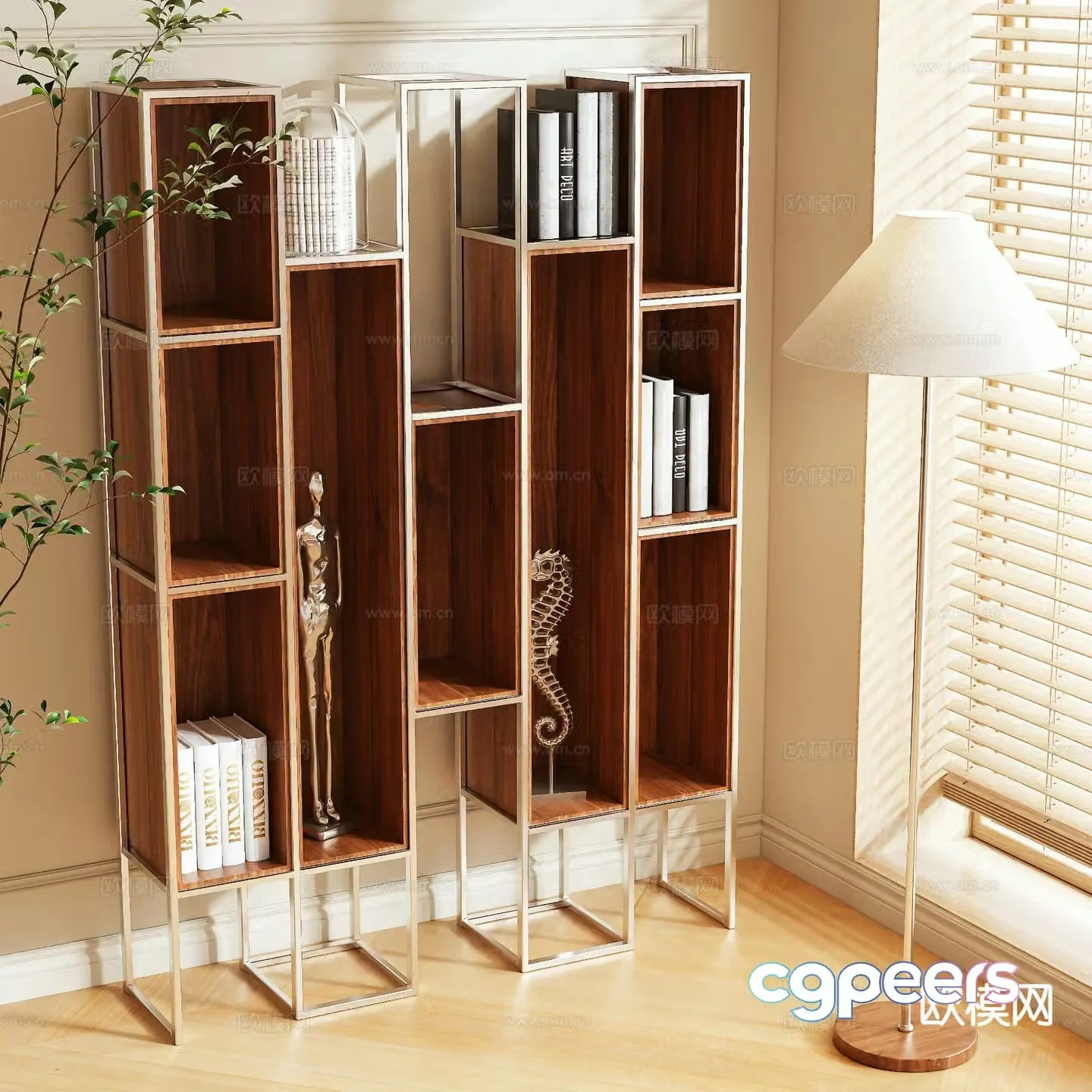 Log style bookcase bookshelf 3d model
