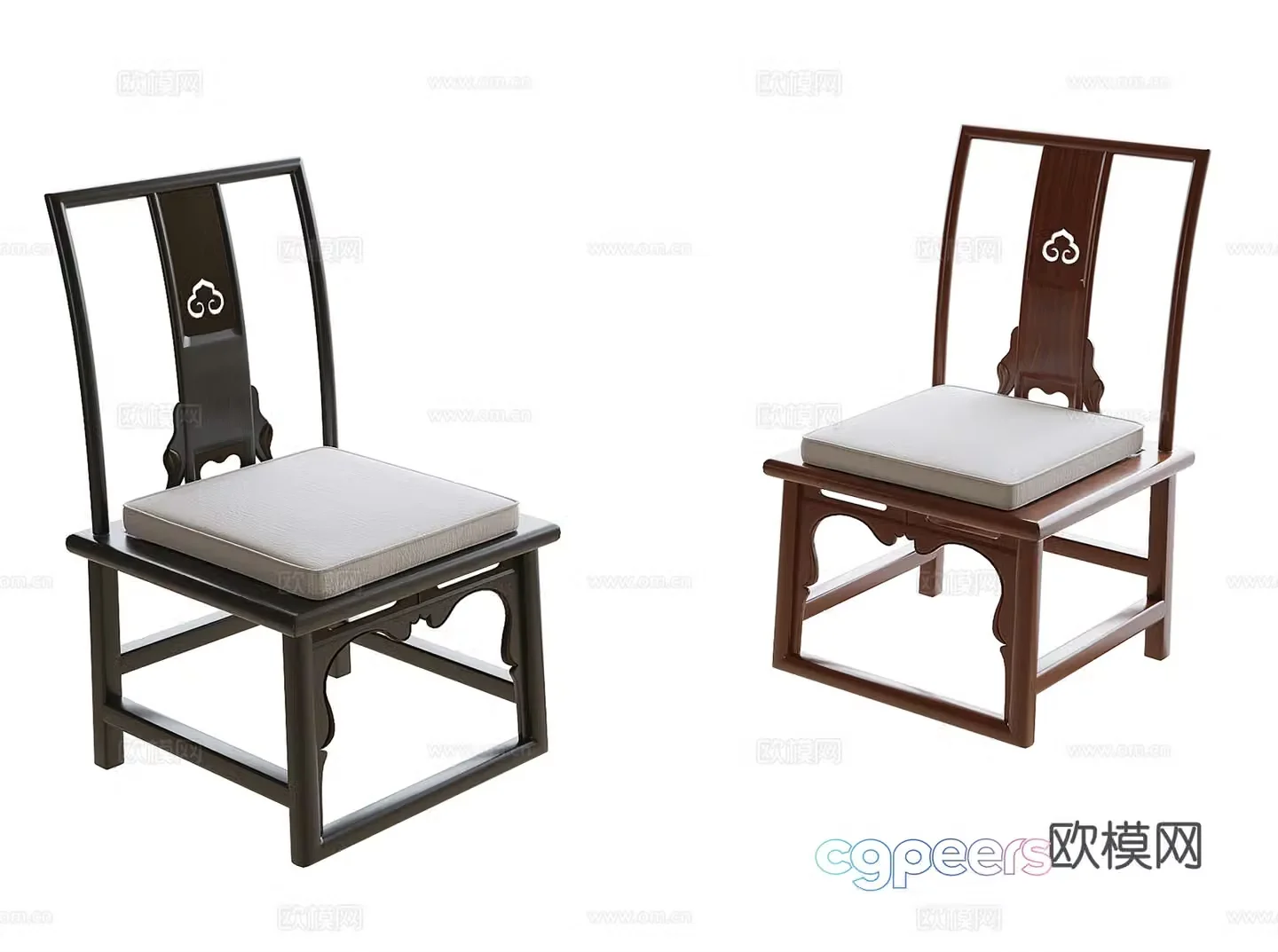 Chinese wooden chair single chair dining chair 3d model