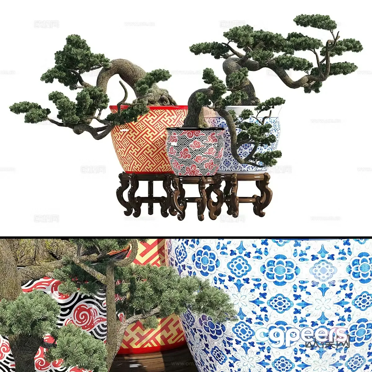 New Chinese blue and white porcelain bonsai 3D model