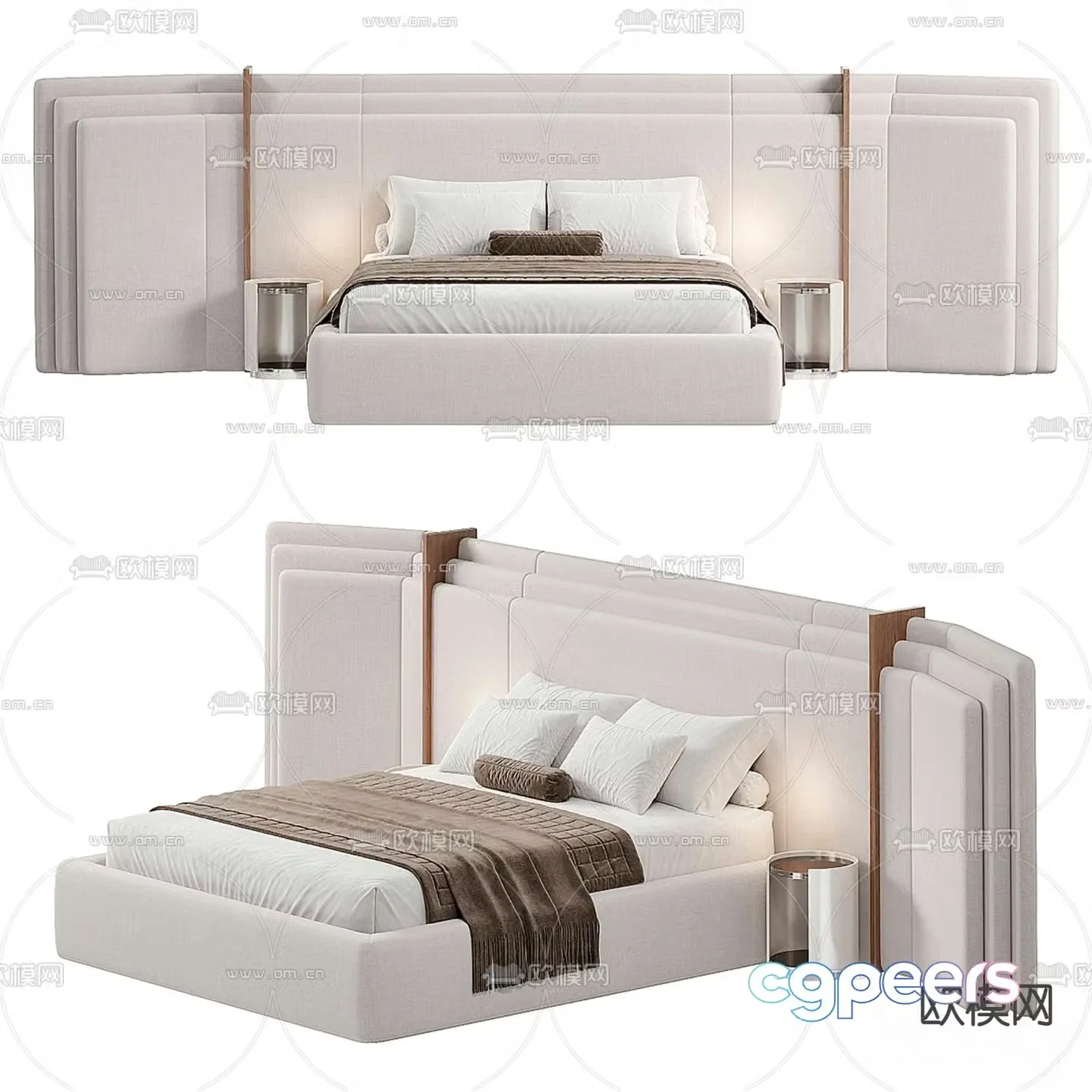 Modern double bed 3d model