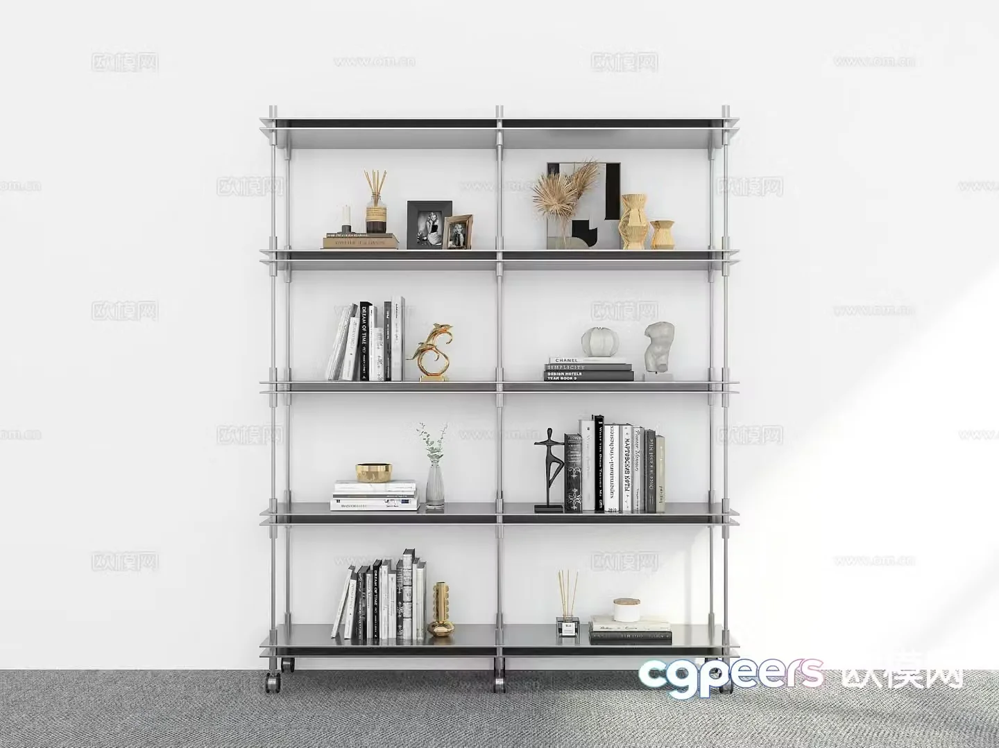 Modern bookcase bookshelf 3d model